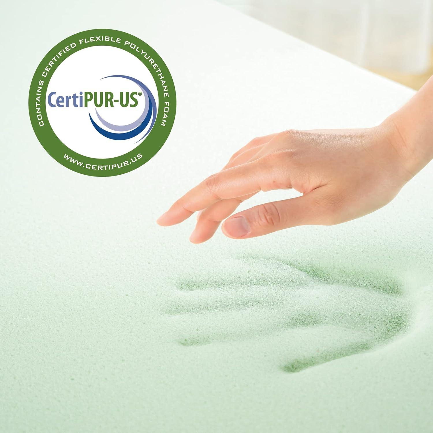 Spa Sensations by Zinus 4" Green Tea TorsoTec® Memory Foam Mattress Topper, Queen