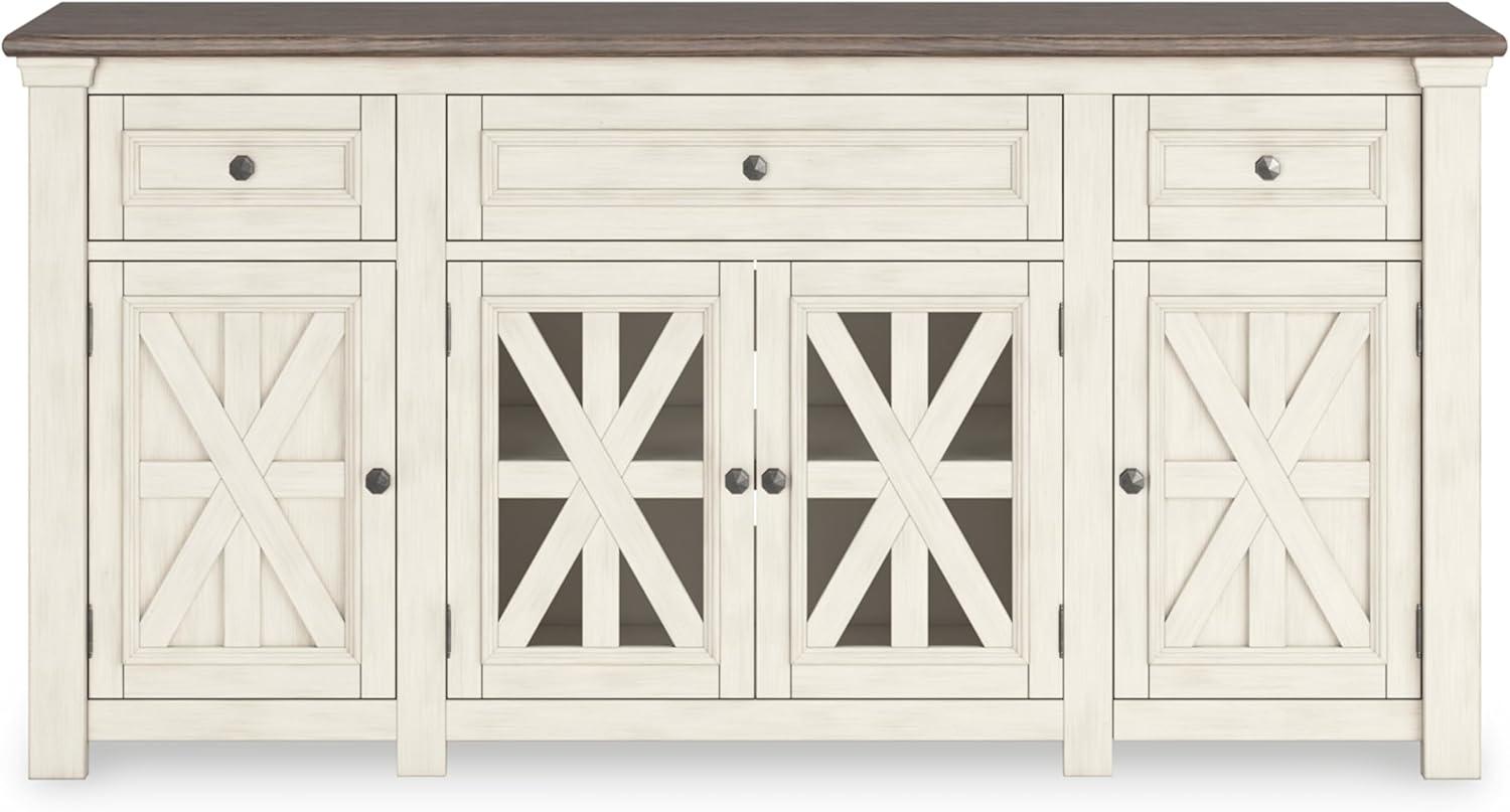 Ashley Furniture Bolanburg White & Weathered Gray 73" TV Stand for TVs up to 83"