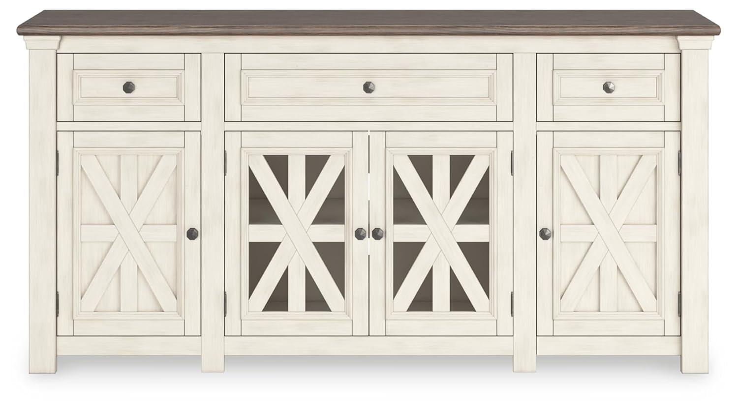 Signature Design by Ashley Bolanburg TV Stand for TVs up to 50" White: Mid-Century Modern Media Console with Cable Management