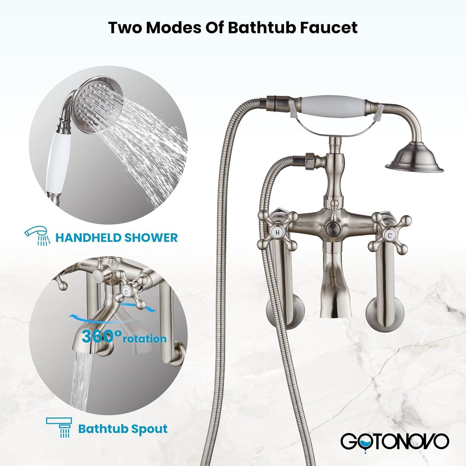 2 Handle Wall Mounted Clawfoot Tub Faucet