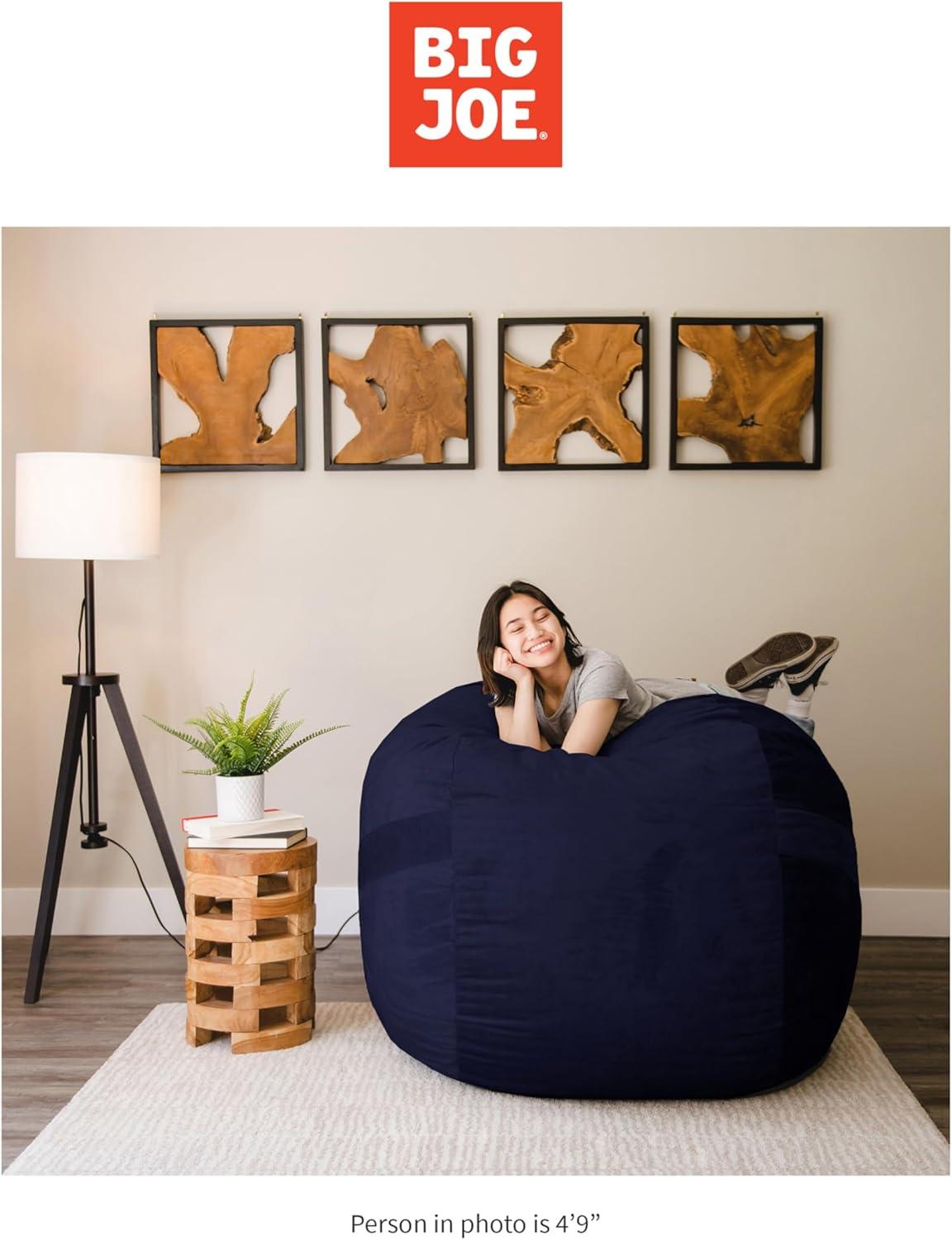 Big Joe Large 4 Foot Foam Filled Bean Bag Chair with Soft Removeable Cover