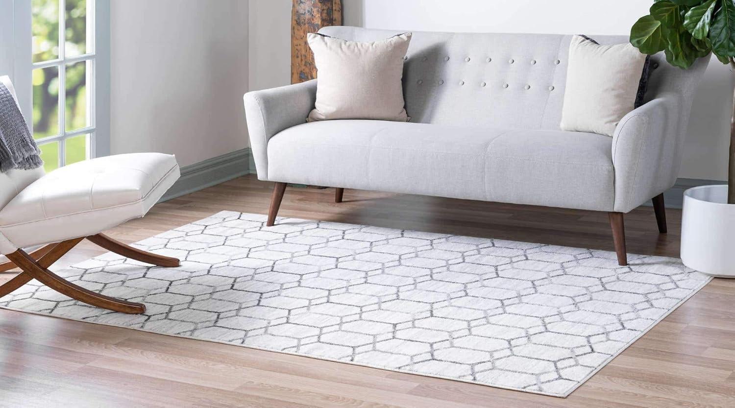 Unique Loom 7' 0 x 10' 0 White Matrix Trellis Tile Area Rug
