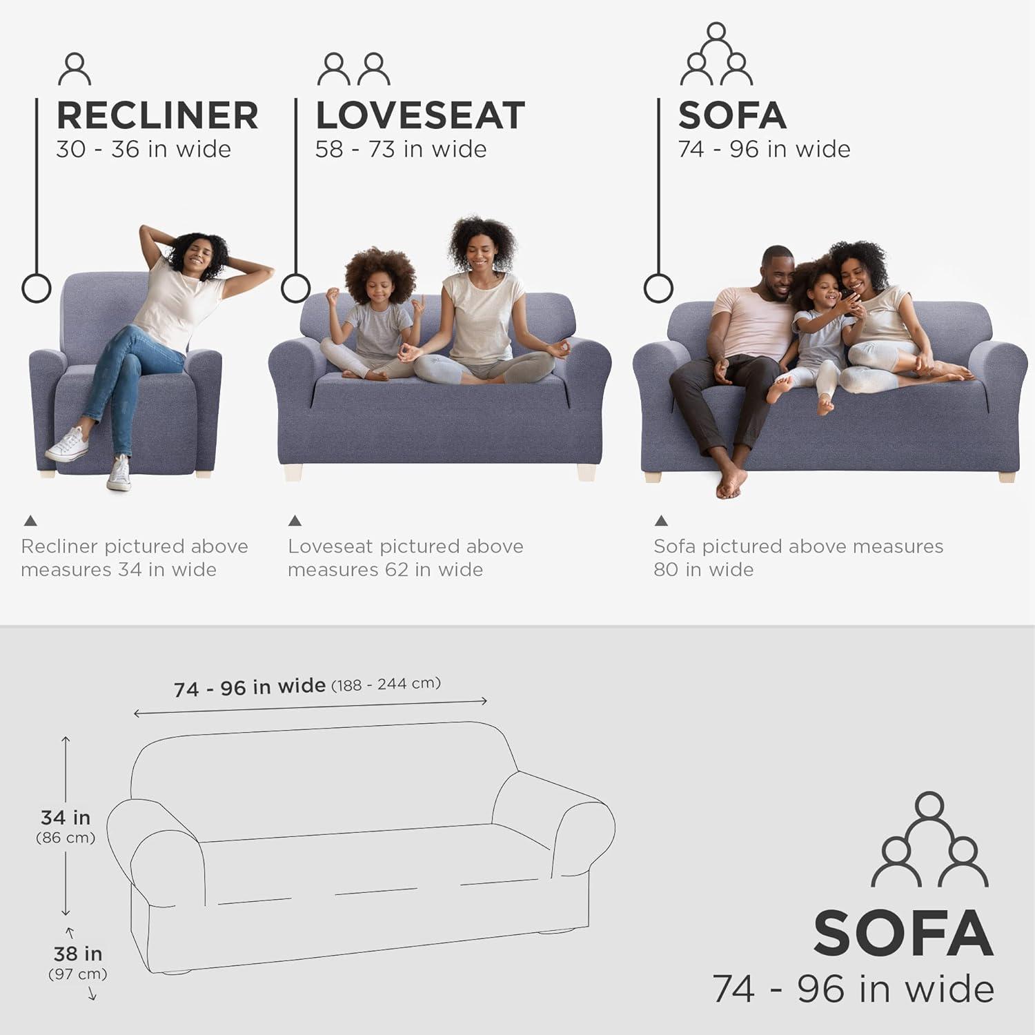 Zenna Home Recycled Cotton Sofa Slipcover, 1-Piece, Dark Blue Heather