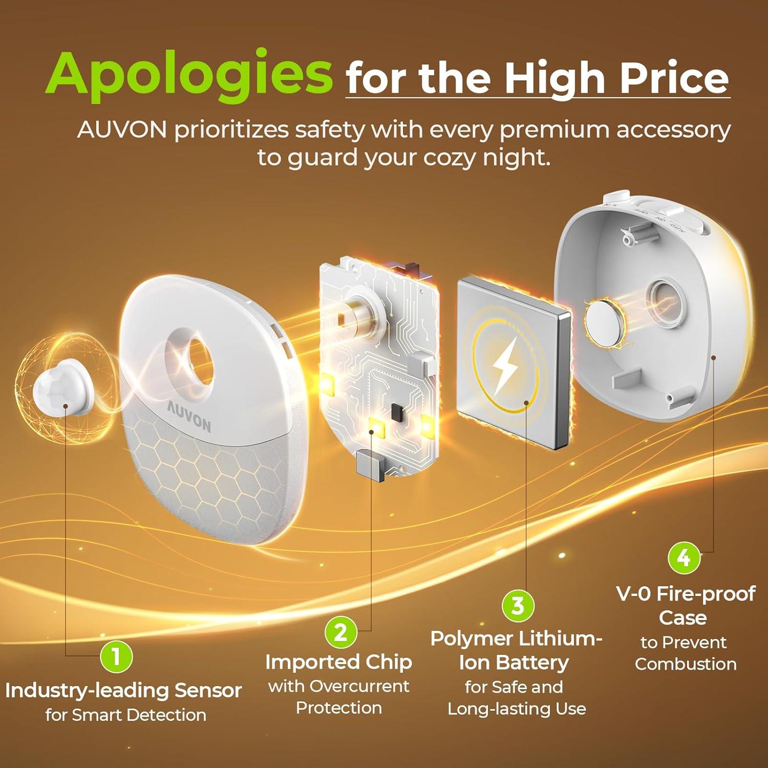 AUVON Plug in Night Light with Motion Sensor and Dusk to Dawn Sensor, Mini Warm White LED Nightlight with 1-50 lm Adjustable Brightness for Bathroom, Hallway, Stairs, Bedroom, Kitchen (4 Pack)
