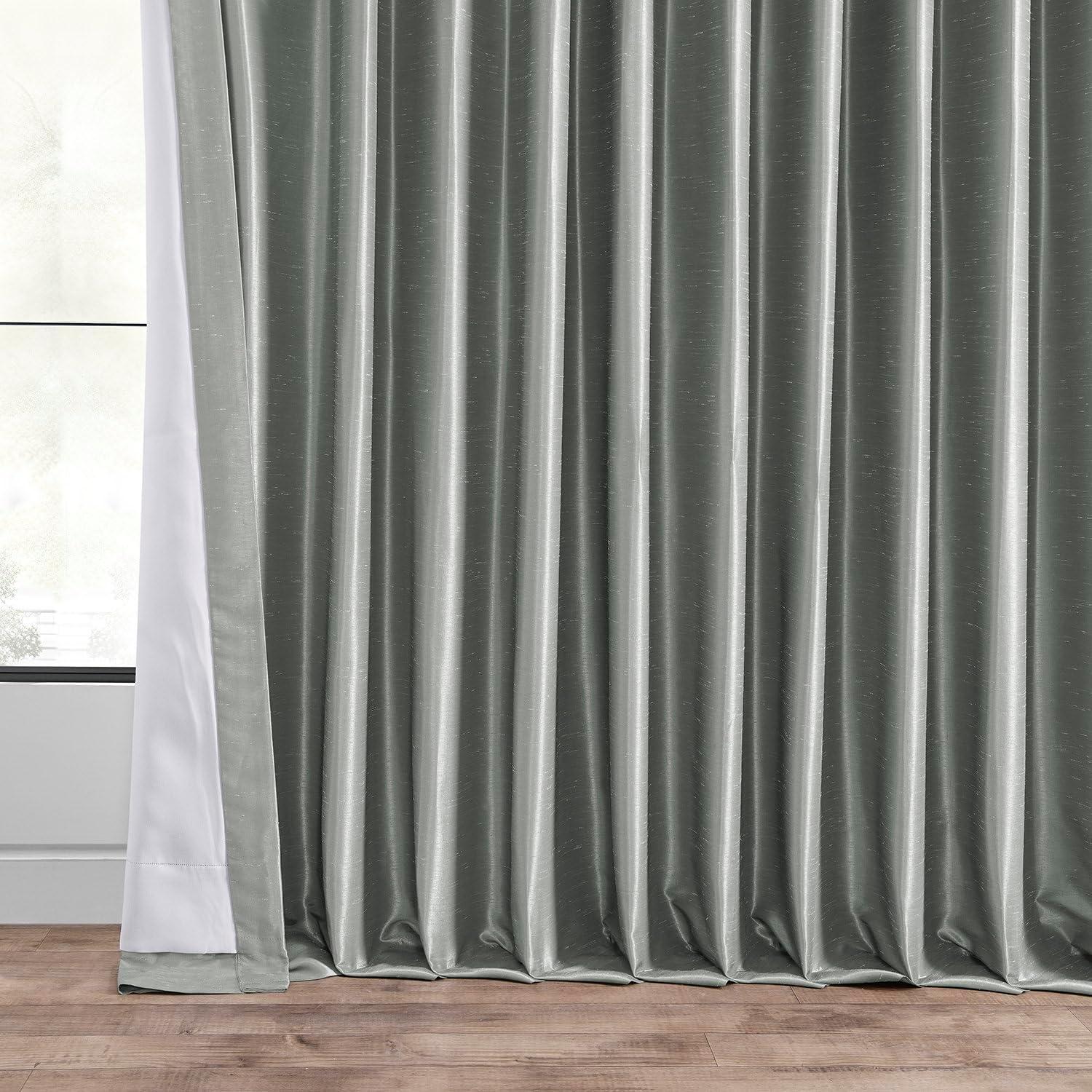 Silver Faux Silk Blackout Curtains 108 Inches Long