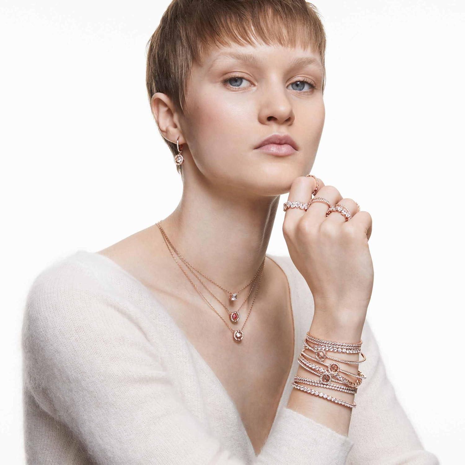 Elegant Rose Gold Plated Swarovski Crystal Drop Earrings