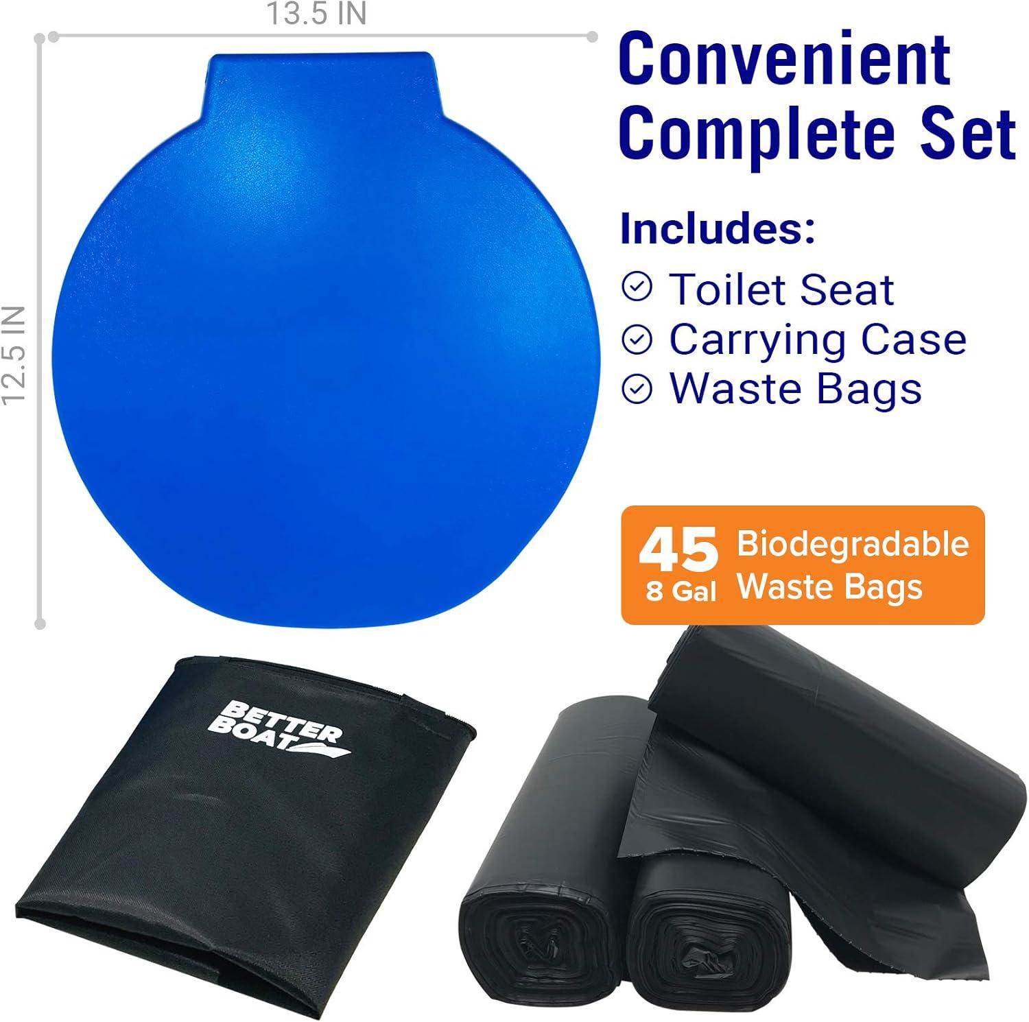 Portable Camping Toilet Kit, 5-Gallon & 8-Gallon Bucket Toilet Seat with Lid, Waste Bags & Carry Case for Boating, Outdoor, Travel, and Emergency Use. Ideal Bathroom Solution for Adults