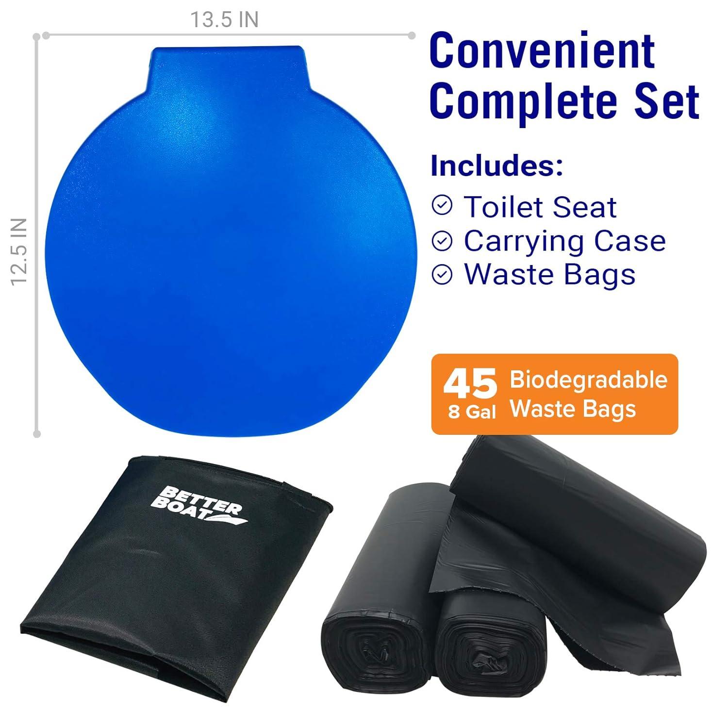 Portable Camping Toilet Kit, 5-Gallon & 8-Gallon Bucket Toilet Seat with Lid, Waste Bags & Carry Case for Boating, Outdoor, Travel, and Emergency Use. Ideal Bathroom Solution for Adults