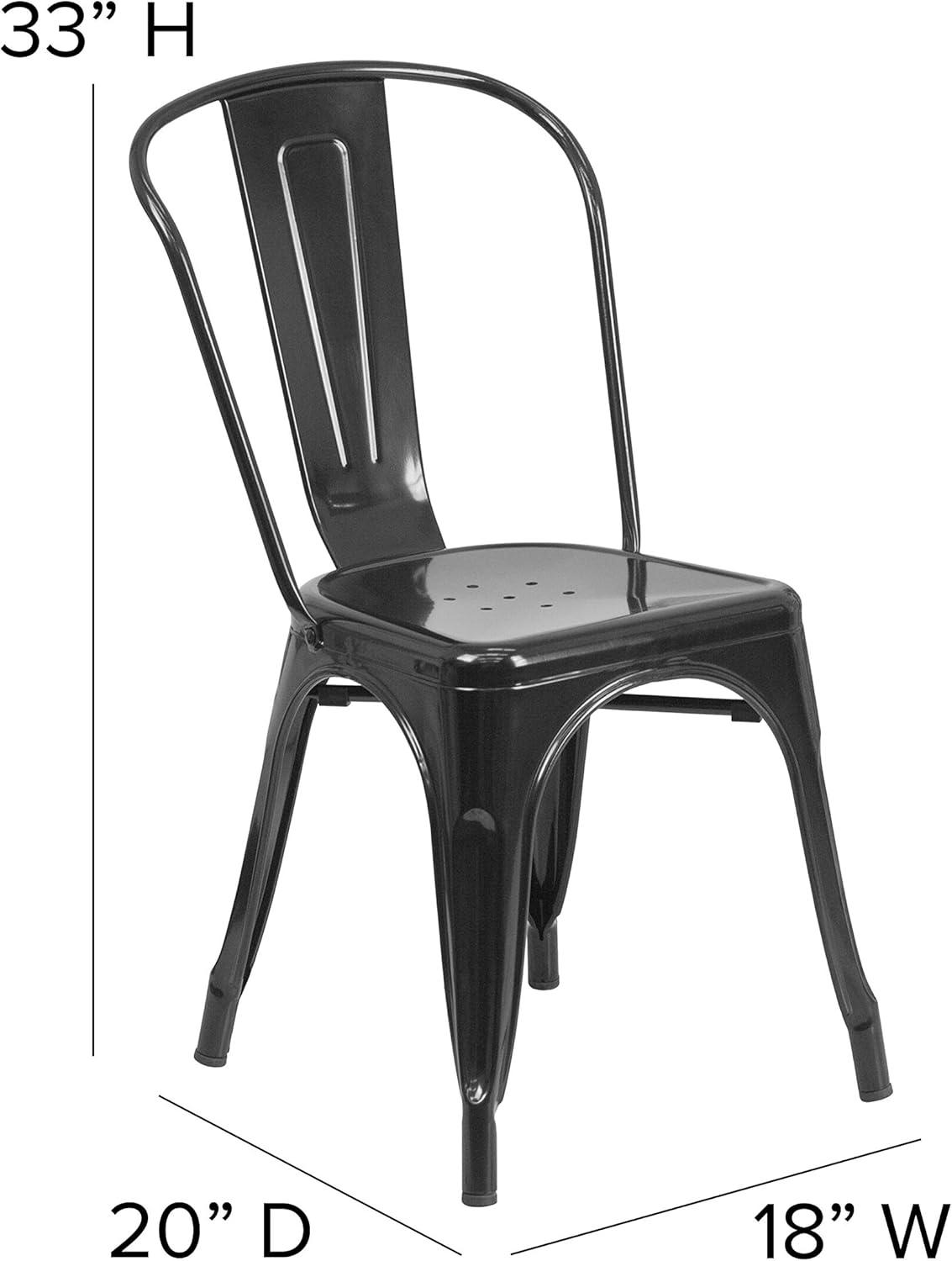 Hucheson Metal Indoor-Outdoor Stackable Chair - Restaurant Chair - Bistro Chair