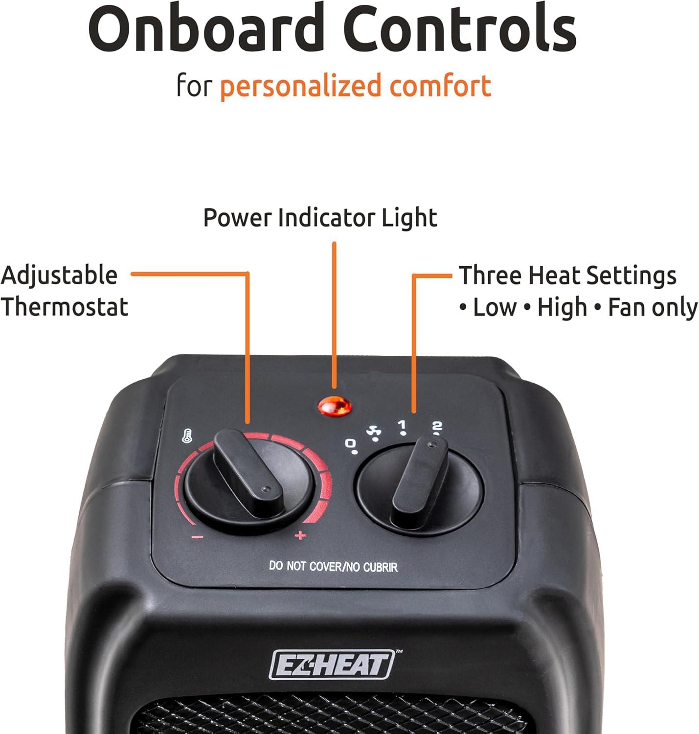 EZ-Heat Personal Ceramic Desktop Space Heater with Thermostat