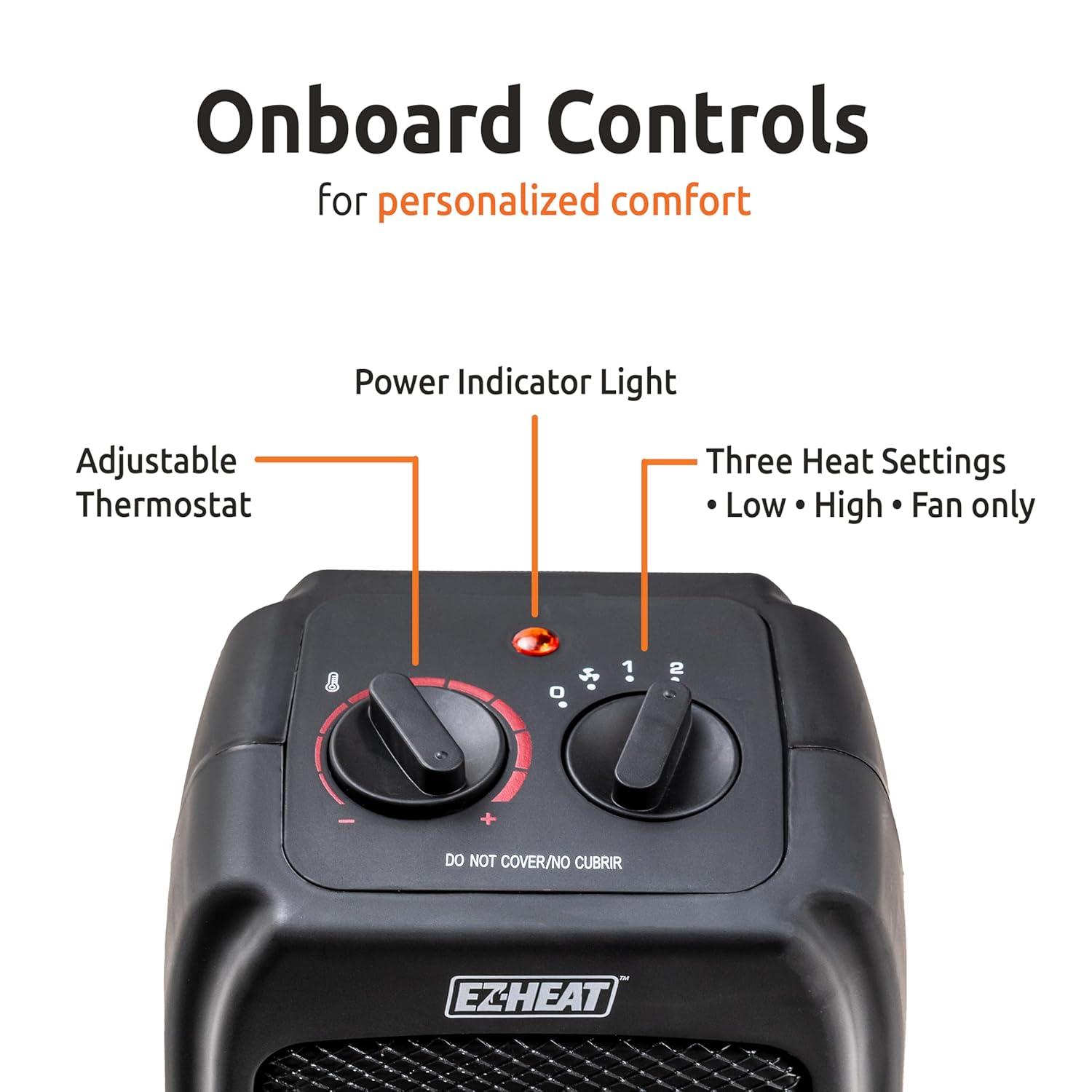 EZ-Heat Personal Ceramic Desktop Space Heater with Thermostat