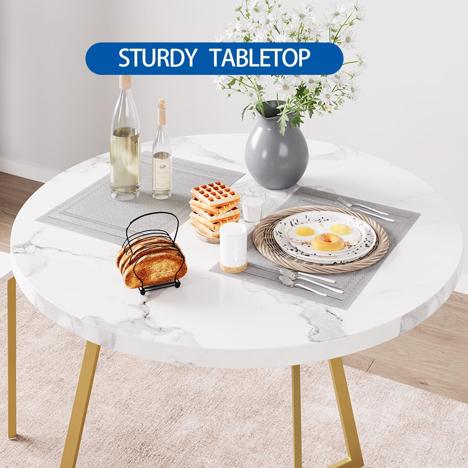 Dining Table Set for 2, Kitchen Table & Chair Sets for 2, Round Kitchen Table for Small Space, Apartment, Breakfast Nook