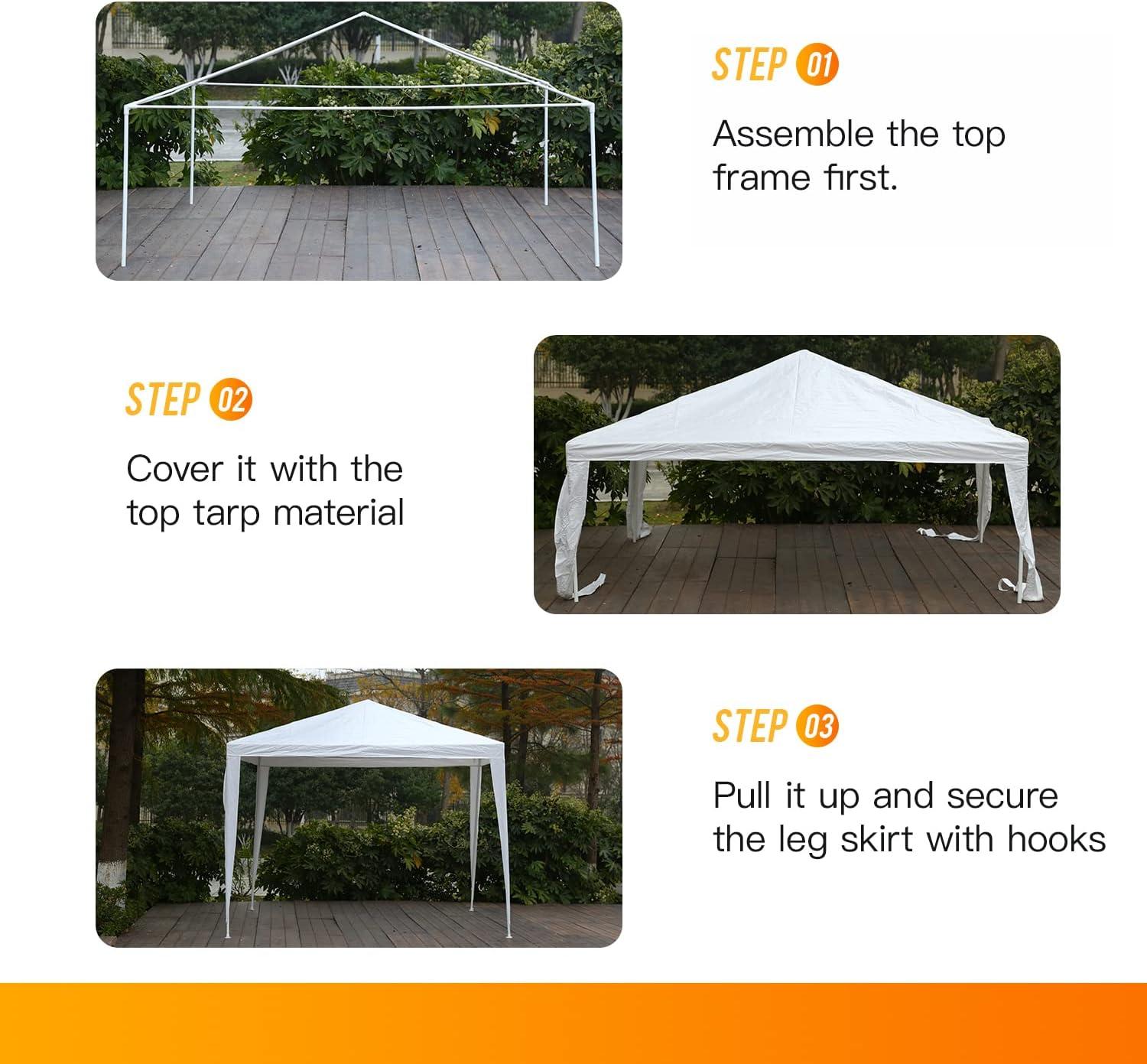 10'x10' Canopy Tent Outdoor Canopy Party Wedding Tent Gazebo for Wedding Party,White