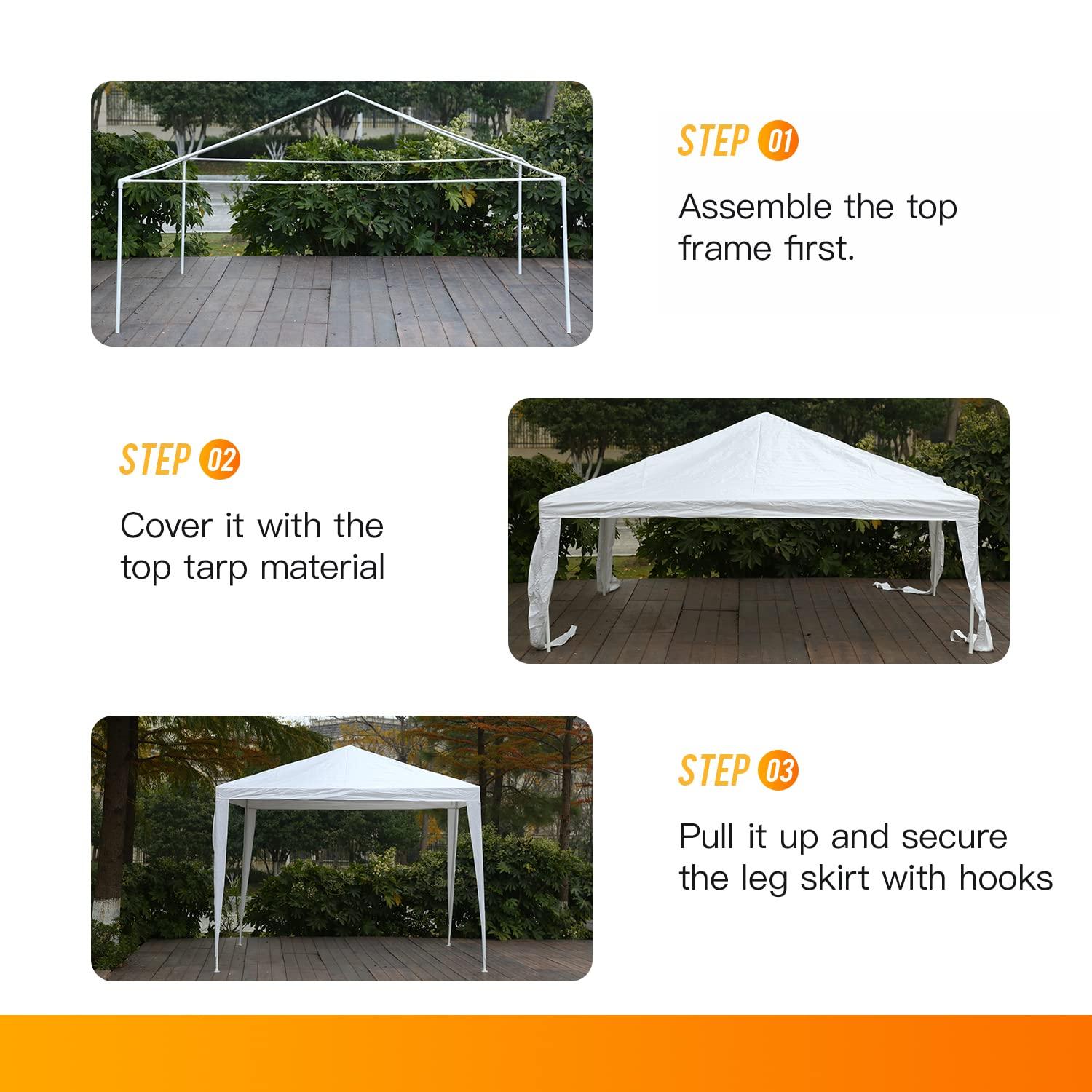XF XINFENG 10'x10' Outdoor Wedding Party Canopy Tent, Camping Shelter Waterproof Outdoor Party Tent White Patio Gazebo Canopy Tents for BBQ Pavilion Canopy Cater Events