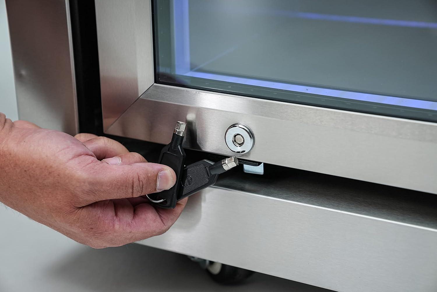 Mont Alpi MASF-SS Stainless Steel Beverage Center Cabinet Module + 2.7 Cubic Feet Wine Cooler Outdoor Rated Temperature Adjustable Compact Lockable Refrigerator + Faucet & Sink