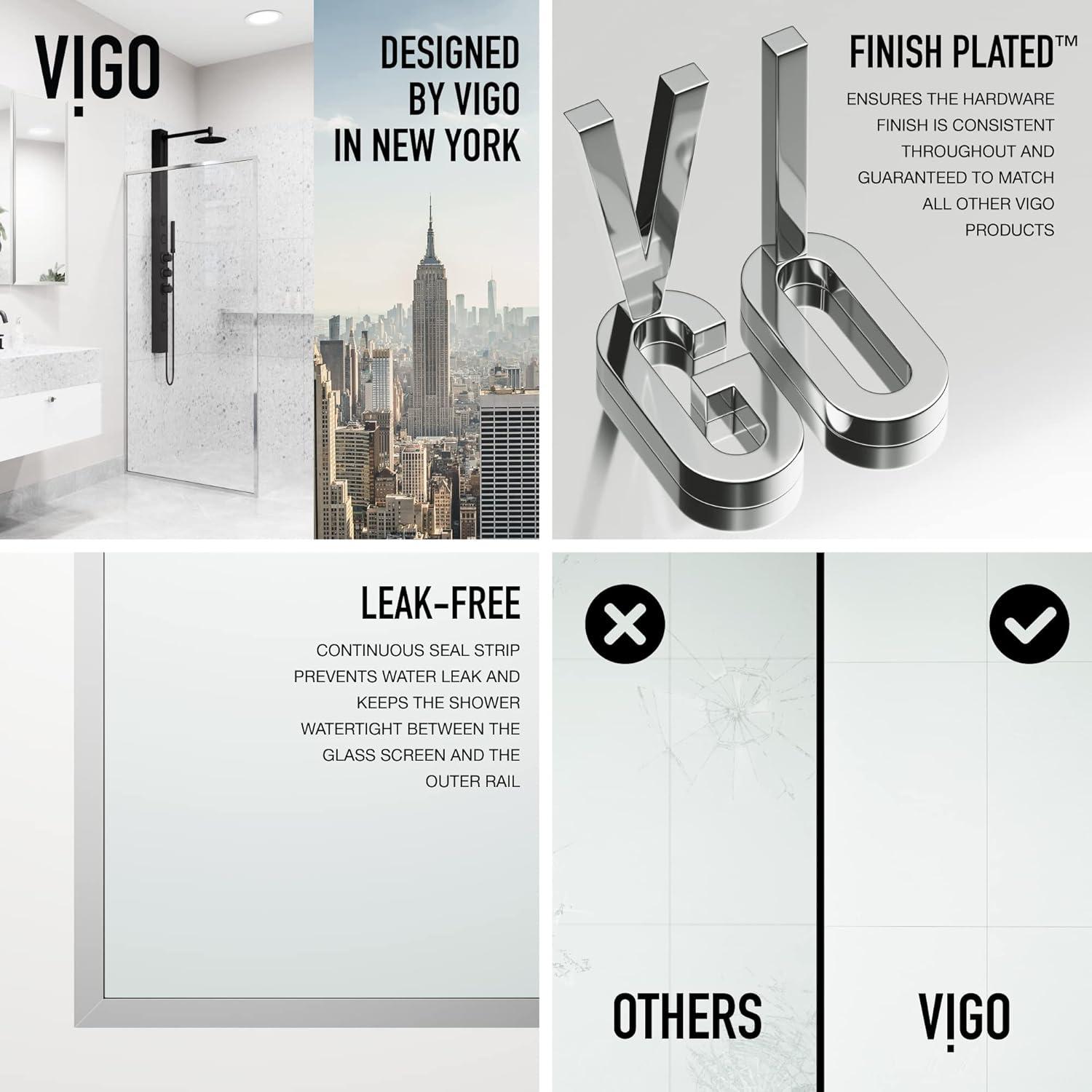 Meridian 34" W x 74" H Fixed Framed Shower Screen with 3/8" Glass