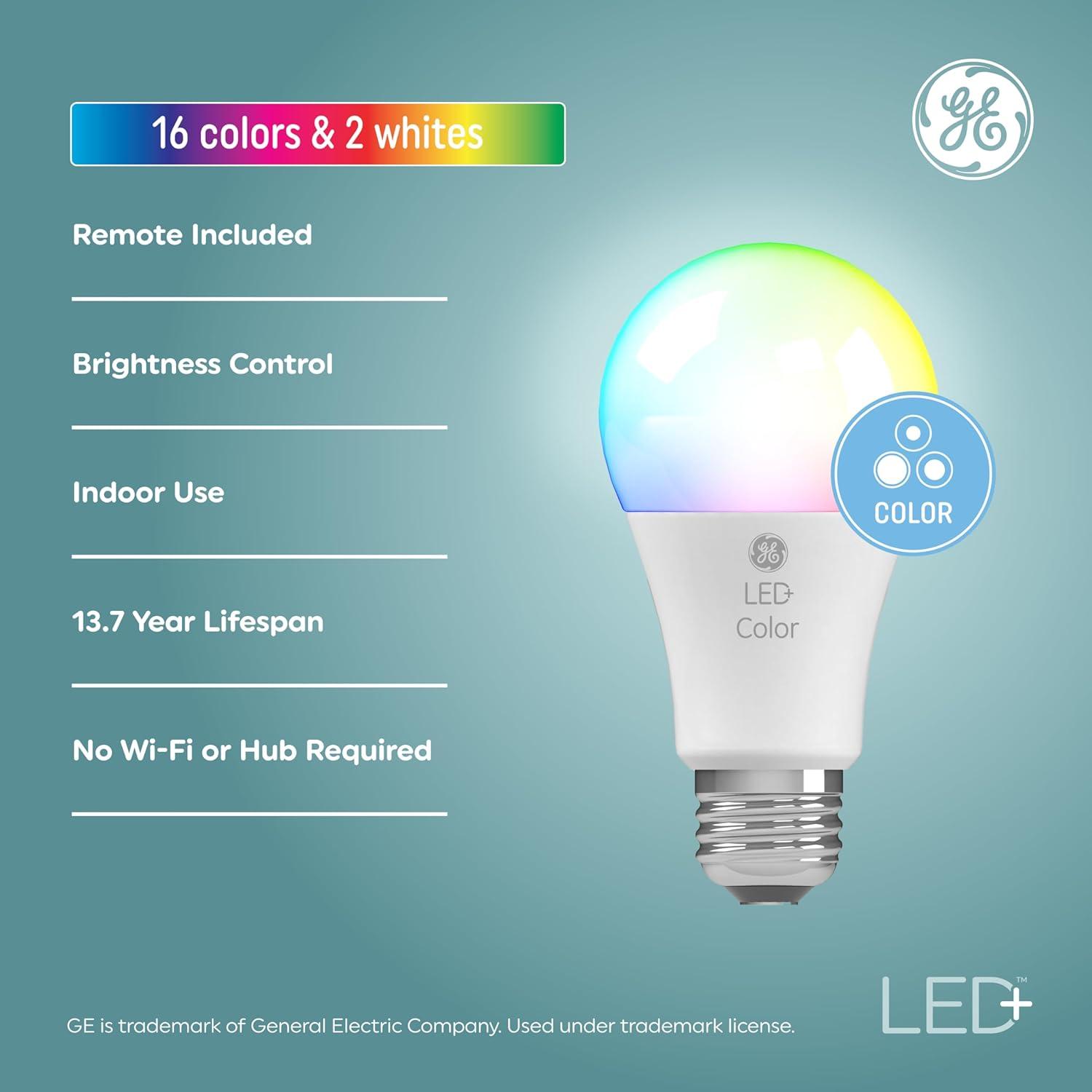 GE 9W Frosted Multi-Color Dimmable LED Bulb with Remote