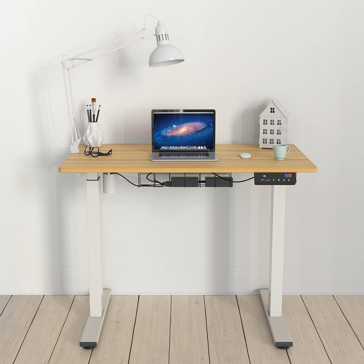 SHW 40-Inch Electric Height Adjustable Desk with Memory Preset, Oak