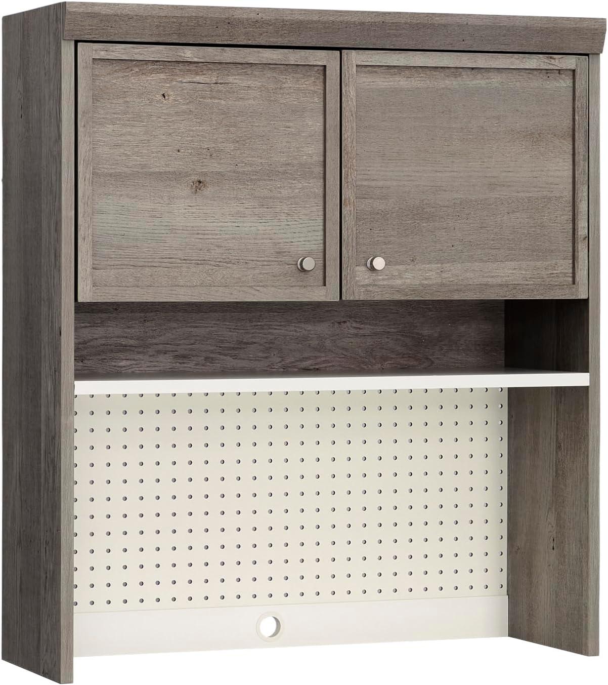 Mystic Oak and White Craft Storage Hutch with Adjustable Shelf