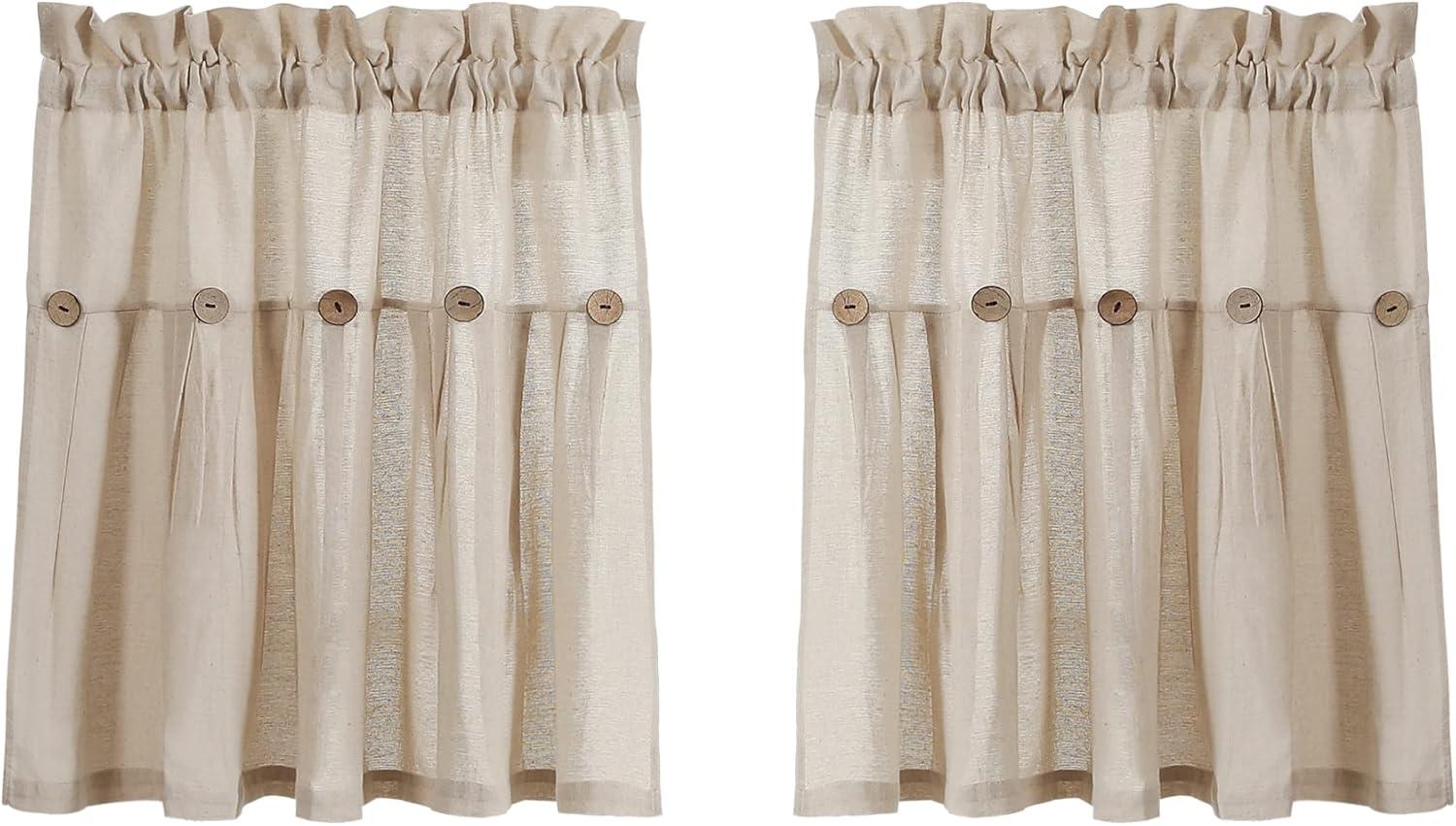 Linen Button Cotton Blend Tailored 29'' W Cafe Curtain