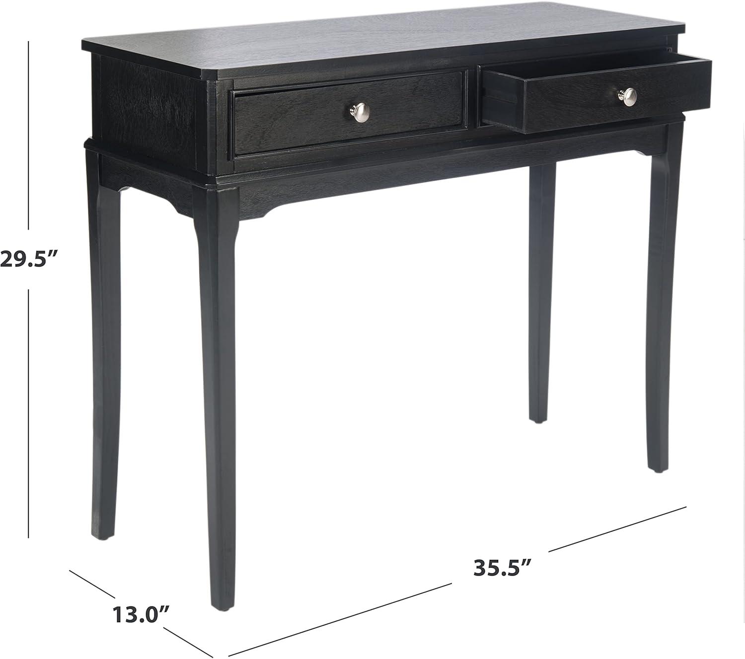 Opal 39'' Rich Black Wood and Metal Console Table with Storage