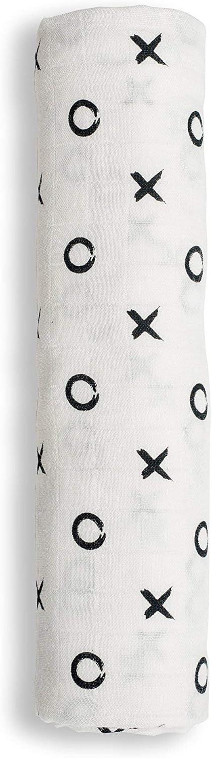 Extra-Large Black and White Bamboo Cotton Muslin Swaddle Blanket