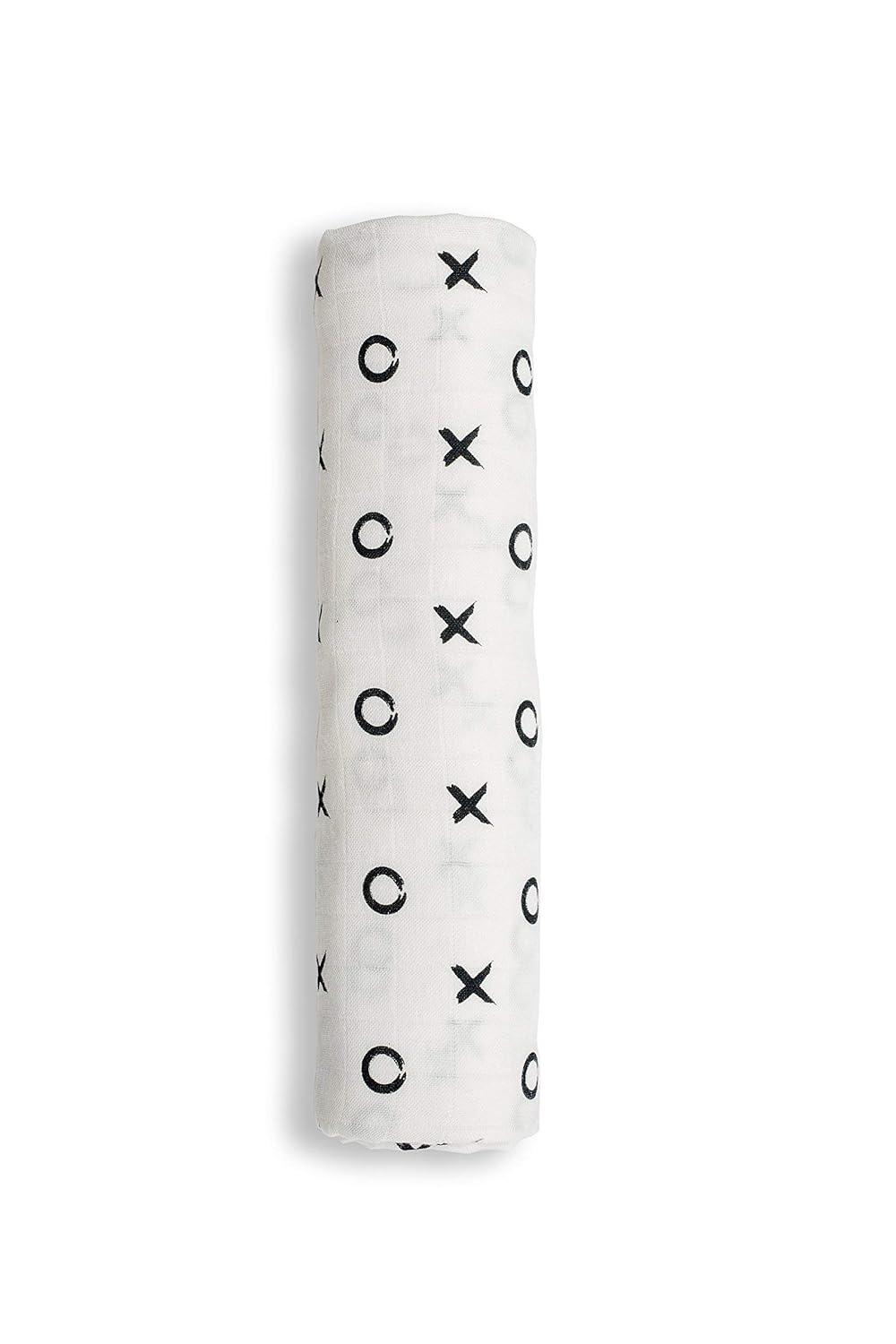 Extra-Large Black and White Bamboo Cotton Muslin Swaddle Blanket