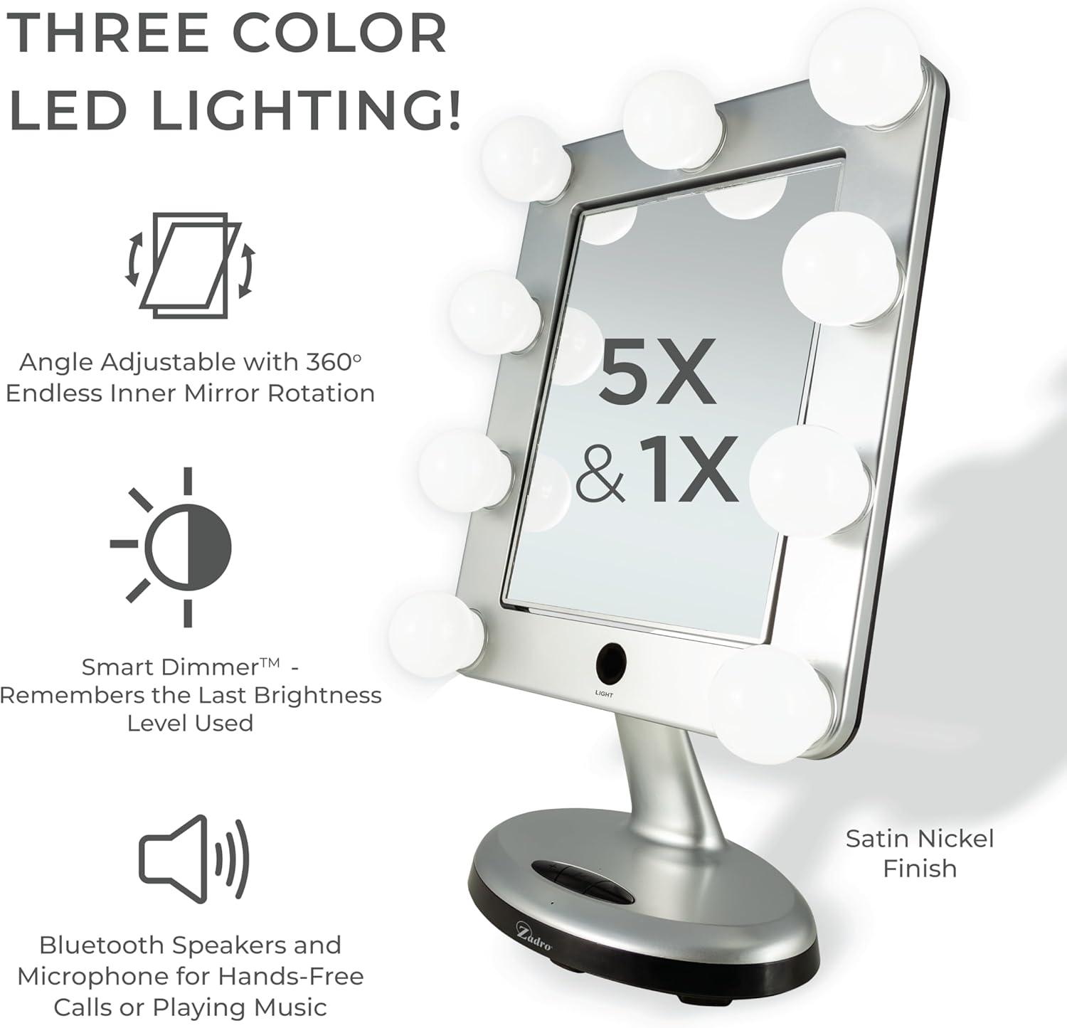 Latitude Run® MELROSE LED Variable Light Bluetooth Vanity Mirror, 5X/1X