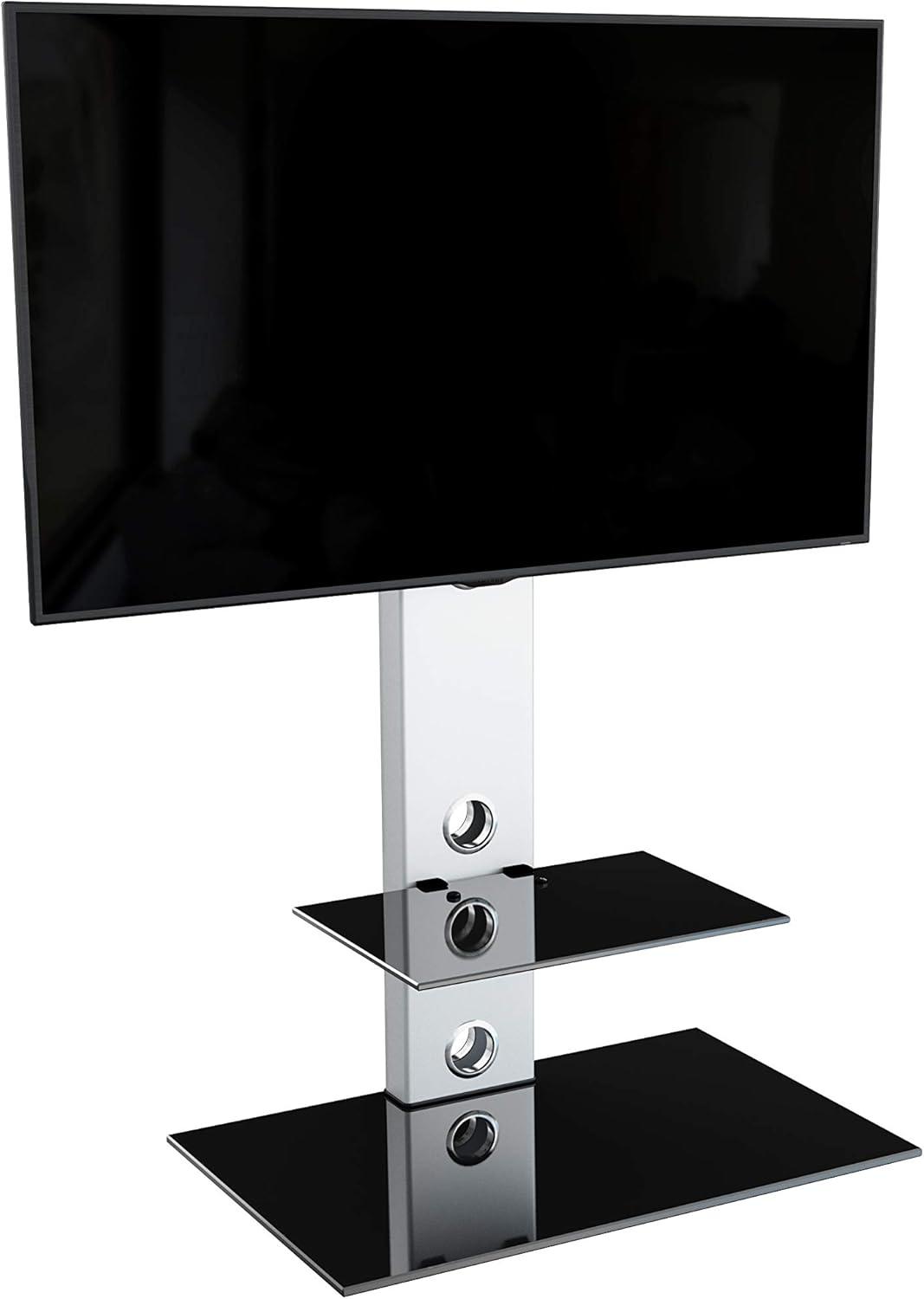 Lesina Modern Silver and Black TV Stand with Open Shelving