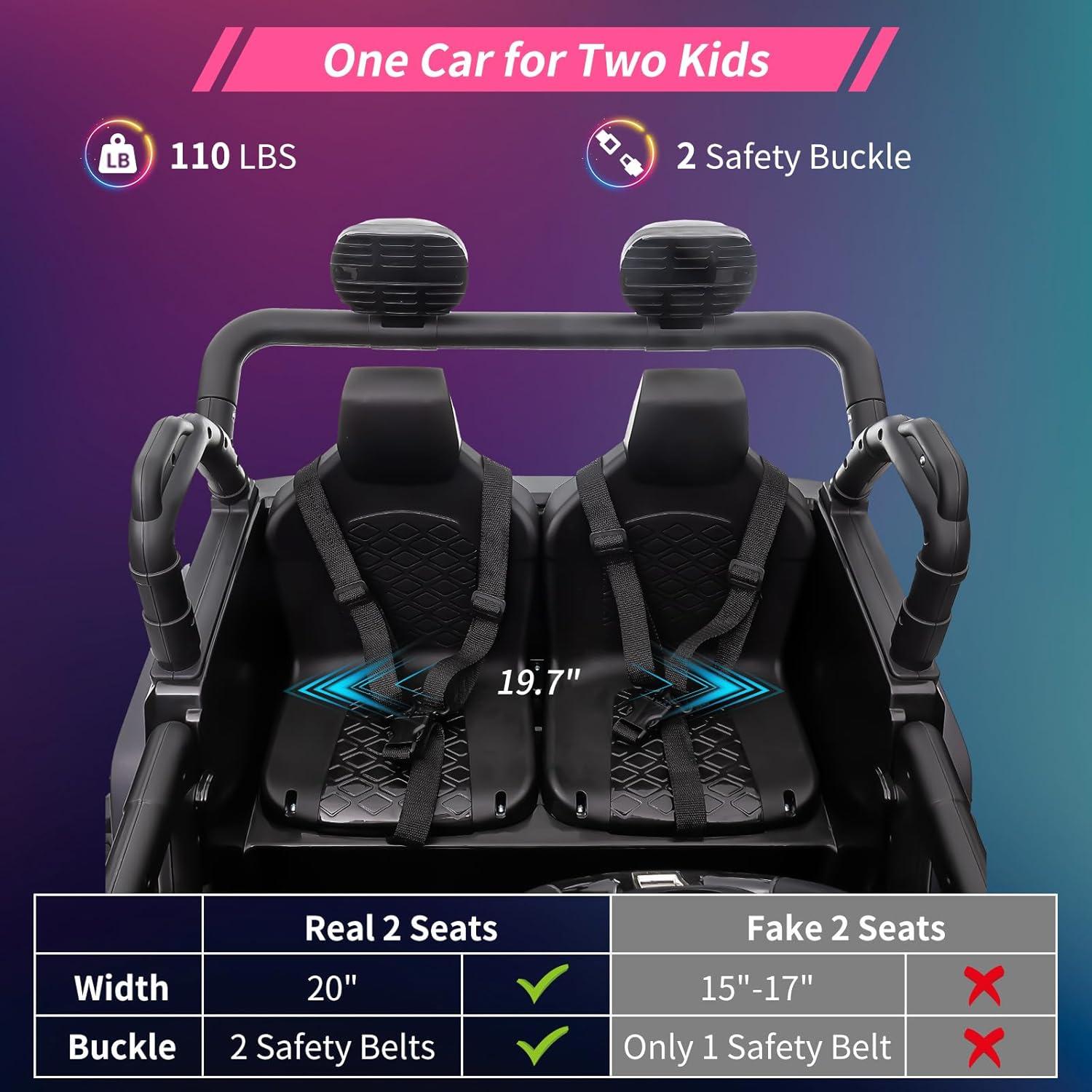 Yesfashion 24V Kids large Jeep 2 Seats SUV Ride on Car Ride on Truck with Remote Control, Electric 4*45W Motors Ride on Toys, with LED Light,Music,USB