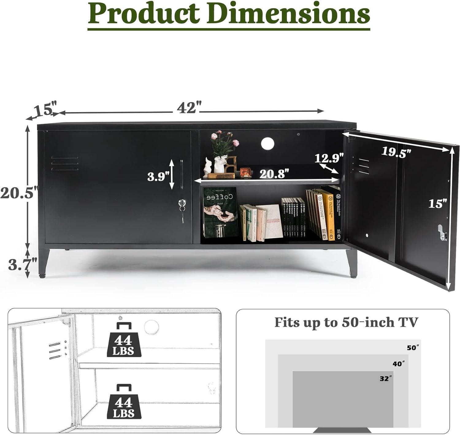 HOPUBUY Metal Storage Cabinet with Lock, Steel Locker Cabinet with Removable Shelves and 2 Locking Doors, Black Storage Cabinets for Home, Garage, Office, Bedroom