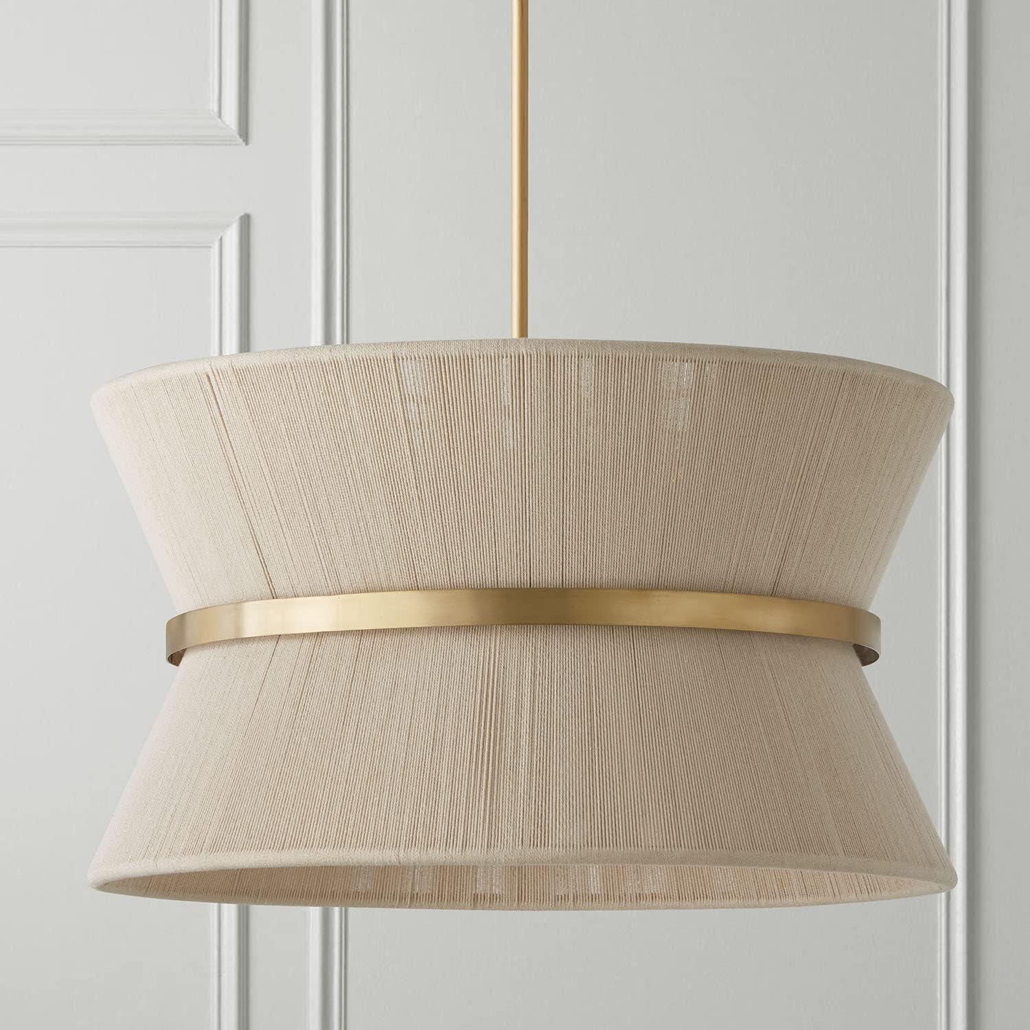 8 Light Pendant-Bleached Natural Rope/Patinaed Brass Finish Capital Lighting 341281Np