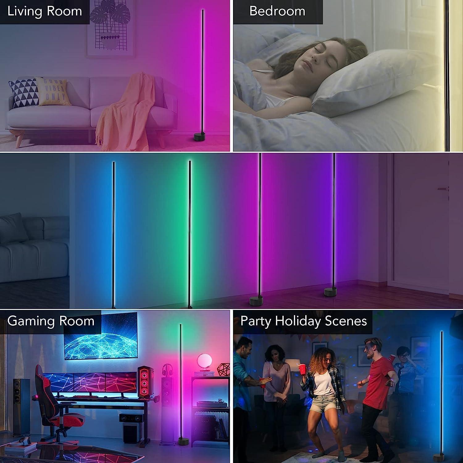 Corner Floor Lamp - Smart RGB LED Corner Lamp with App and Remote Control, 16 Million Colors & 68+ Scene, Music Sync, Timer Setting - Ideal for Living Rooms, Bedrooms, and Gaming Rooms