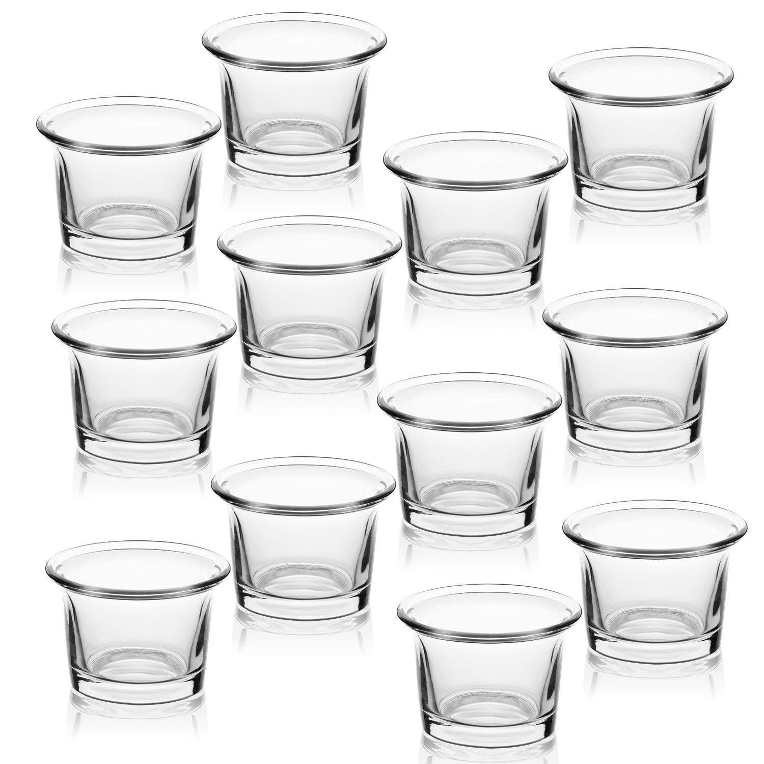 Glass Votive Candle Holders,Tealight Candle Holder for Wedding Holiday Birthday Party Dinner & Home Decor,Set of 12