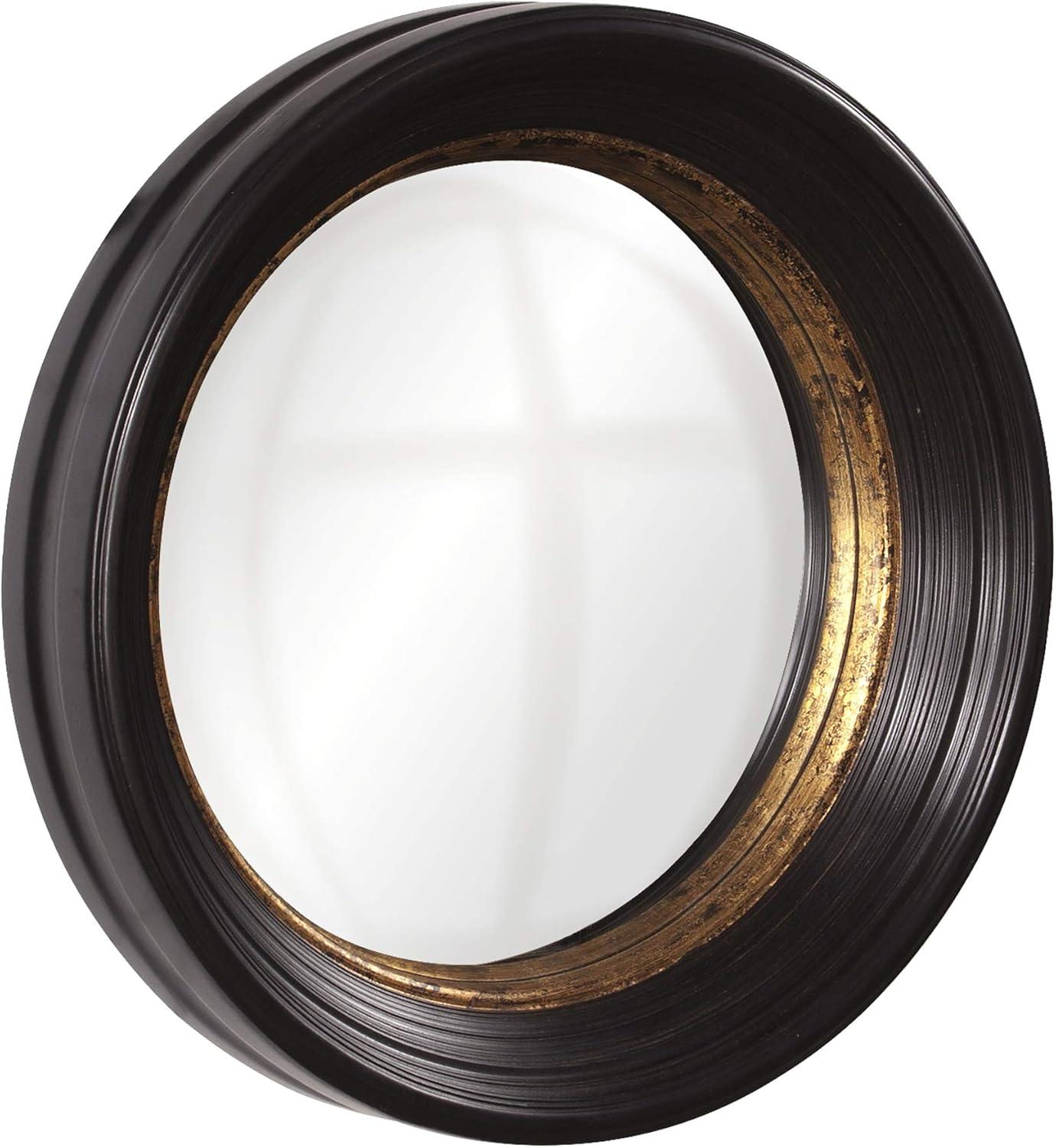 Howard Elliott 25" Rex Convex Accent Wall Mirror Brown: Modern Grooved Edge, Polyurethane Frame, Wall Mount