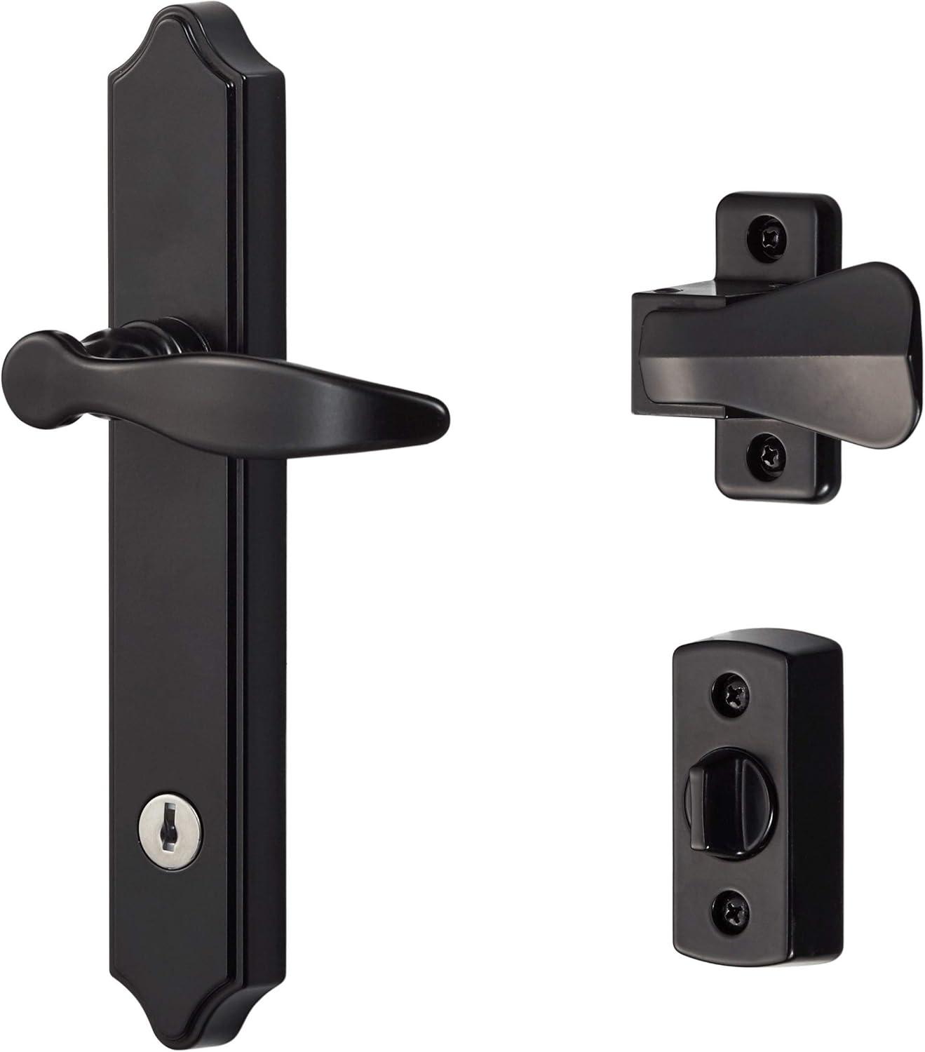 Black Metallic L-Shaped Lever Set with Keyed Deadbolt