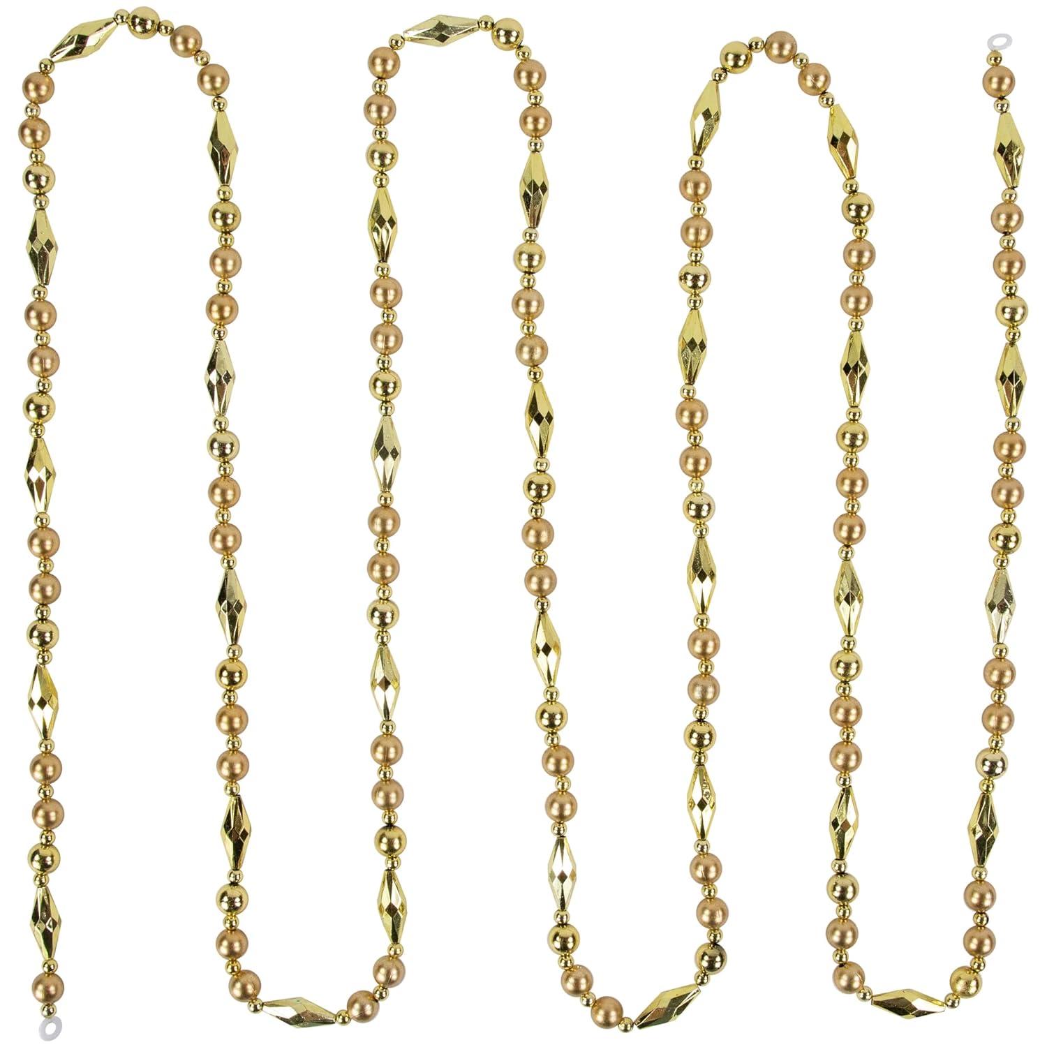 Northlight Seasonal 9' Shiny and Matte Gold Beaded Christmas Garland