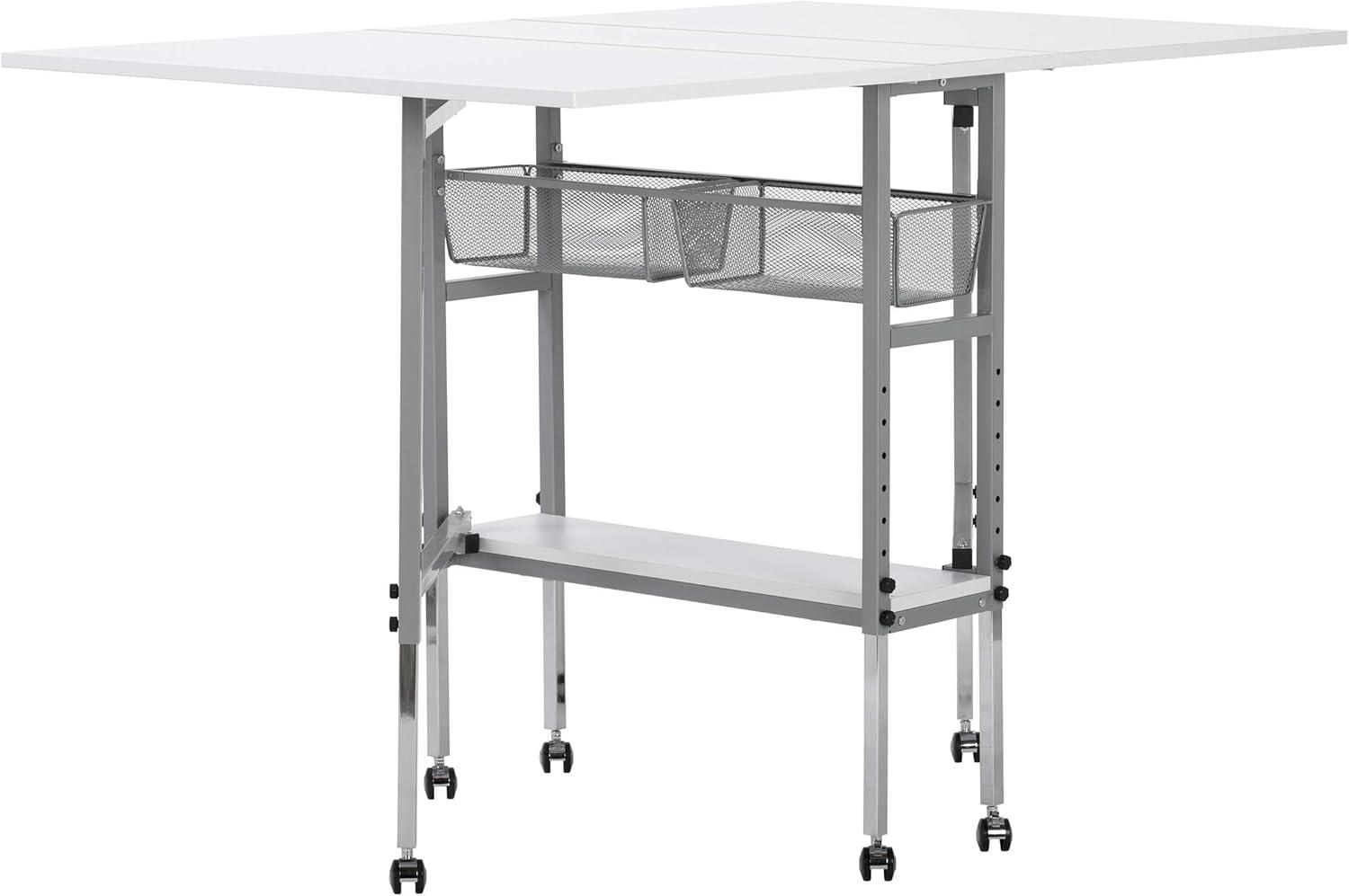 Sew Ready 58.75'' x 36.5'' Foldable Sewing Table with Sewing Machine Platform and Wheels