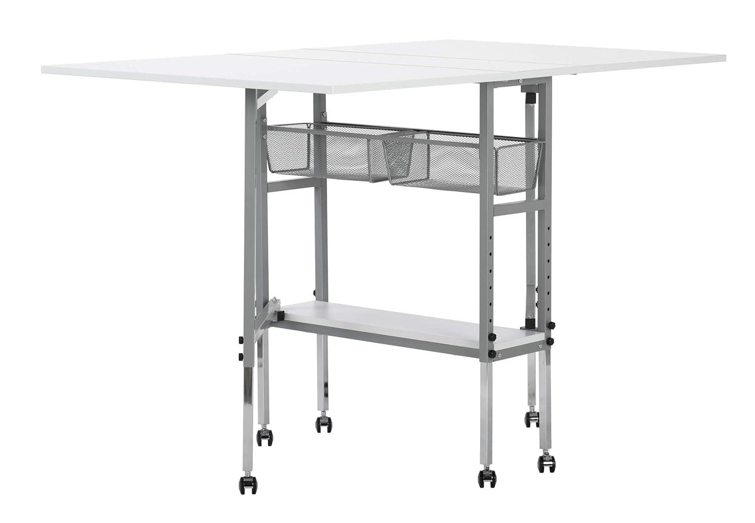 Sew Ready 58.75'' x 36.5'' Foldable Sewing Table with Sewing Machine Platform and Wheels