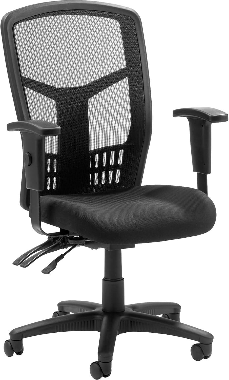 Lorell Executive High-back Mesh Chair Black Fabric Seat - Gray Back - Black Steel, Plastic Frame - 5-star Base - 21" Seat Width x 19.50" Seat Depth - 28.5" Width x 28.5" Depth x 45" Height - 1 Each