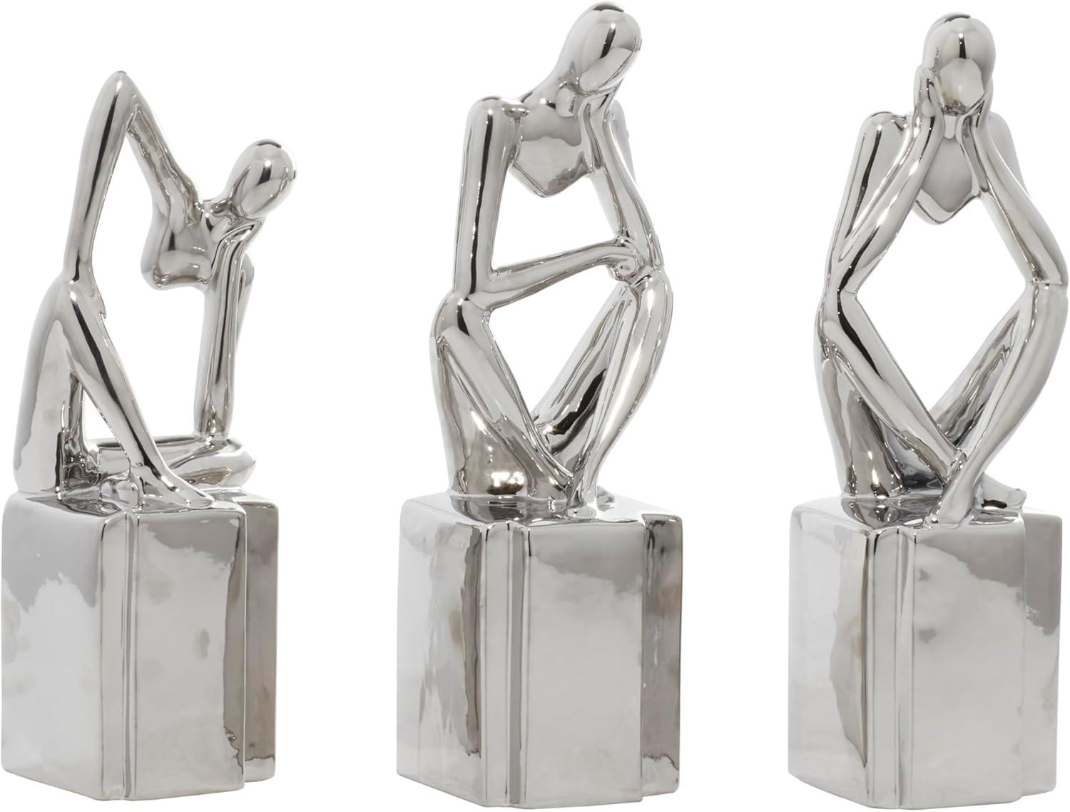 CosmoLiving by Cosmopolitan Porcelain Ceramic Sitting Thinker People Decorative Sculpture Set