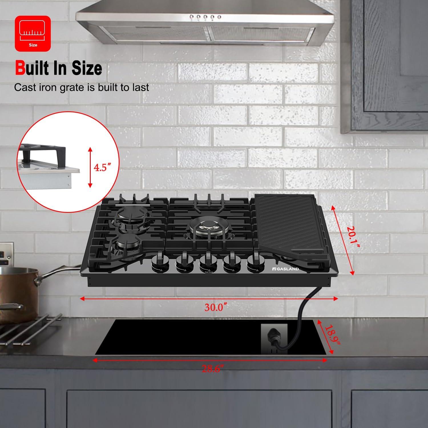 Gasland Chef 30 in. NG/LPG Convertible Gas Cooktop in Porcelain Enamel with 5 Burners