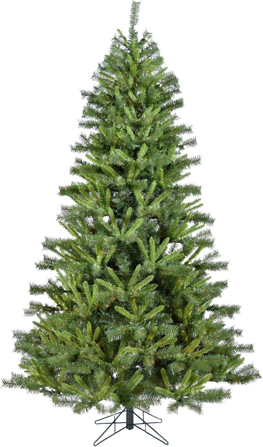 7.5-Ft Green and White Pine Flocked Christmas Tree with LED Lights