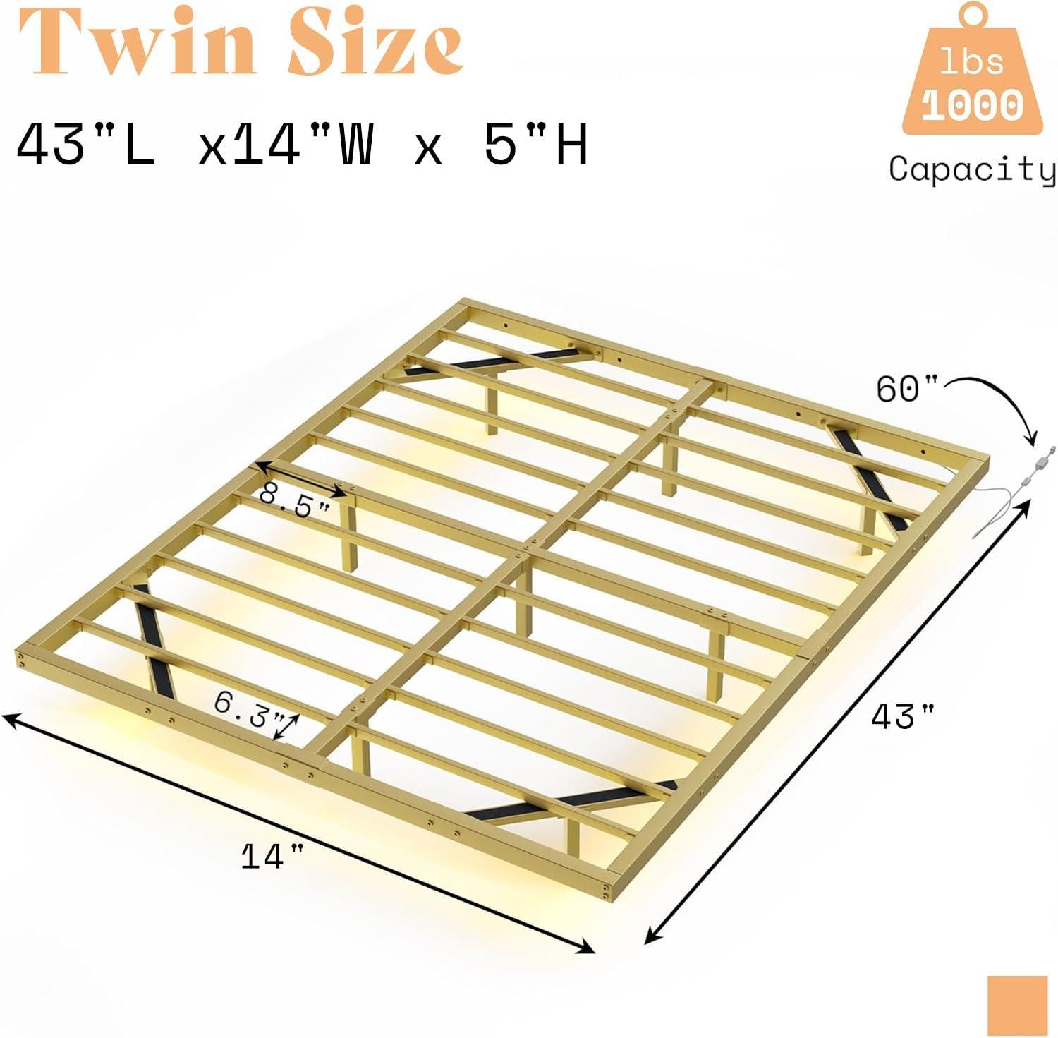 Alwyn Home Floating Bed Frame With Led Lights Metal Platform Bed, No Squeak
