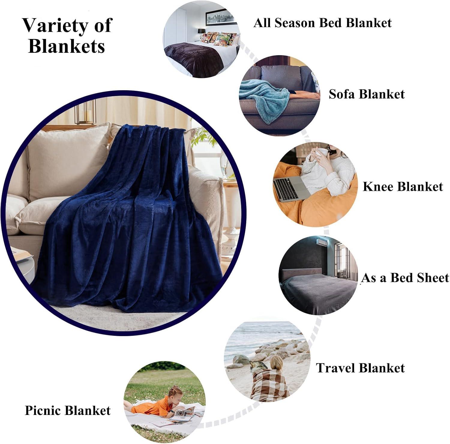 PAVILIA Luxury Fleece Blanket Throw for Bed, Soft Lightweight Plush Flannel Blanket for Sofa Couch