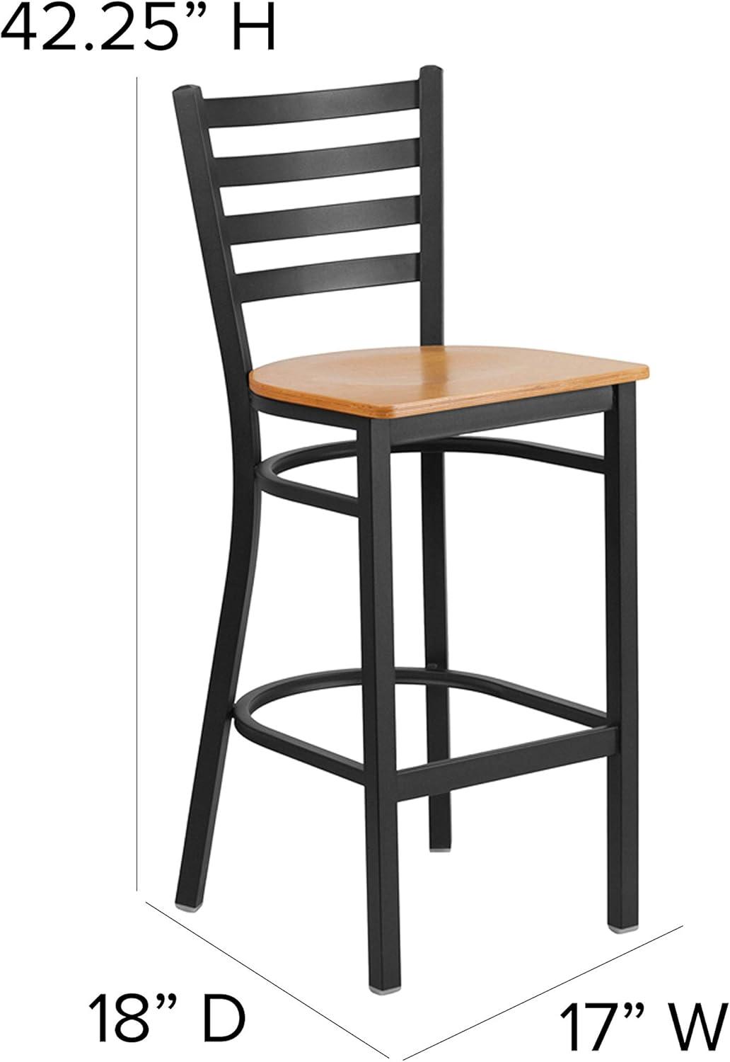 Flash Furniture Black Ladder Back Metal Restaurant Barstool