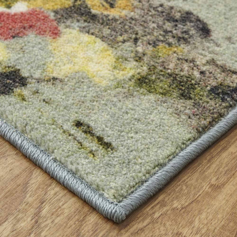 Mohawk Home Prismatic Merging Floral Multi Transitional Floral Precision Printed Area Rug, 8'x10', Green & Yellow