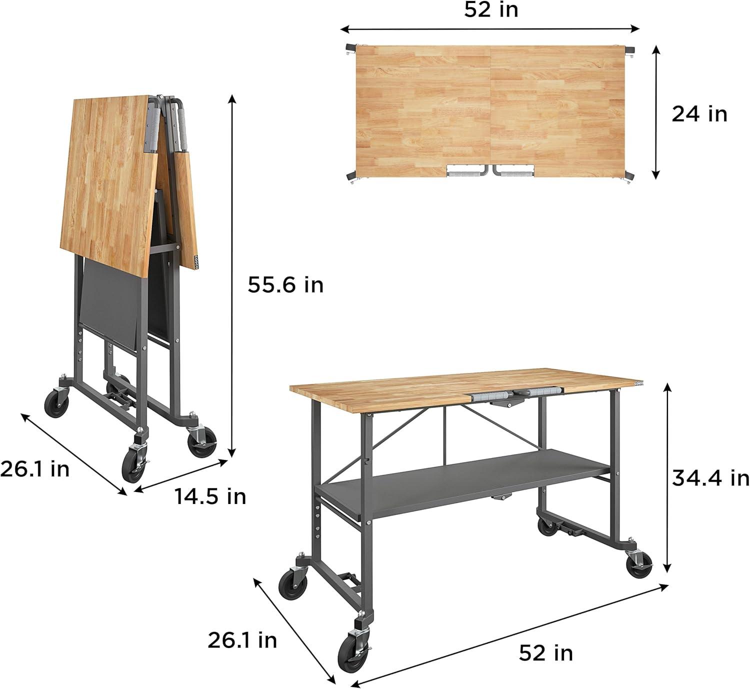 COSCO SmartFold Portable Workbench / Folding Utility Table (Gray Steel Frame)