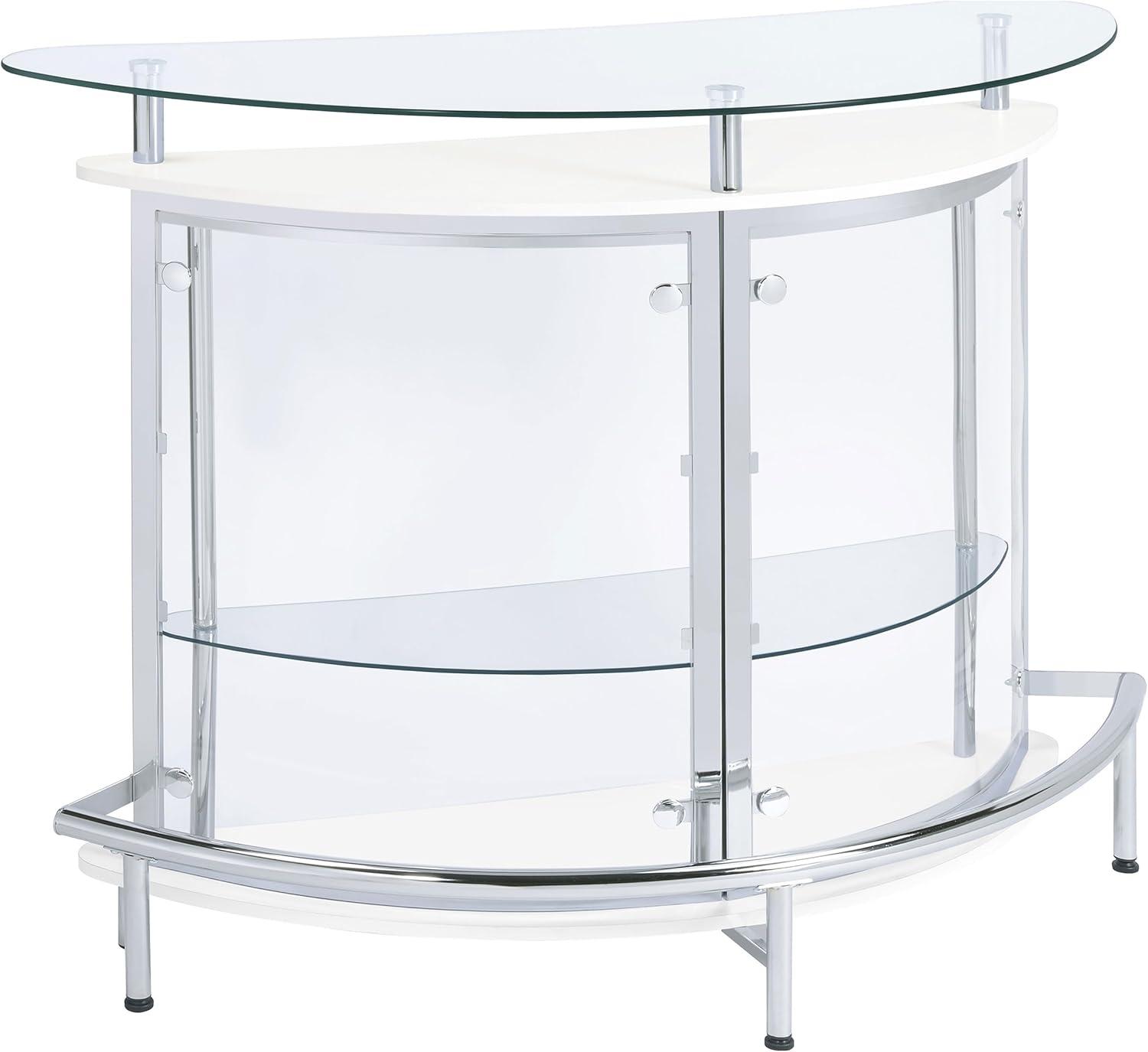 Coaster Amarillo Modern 2 Tier Home Bar Cabinet White/Chrome