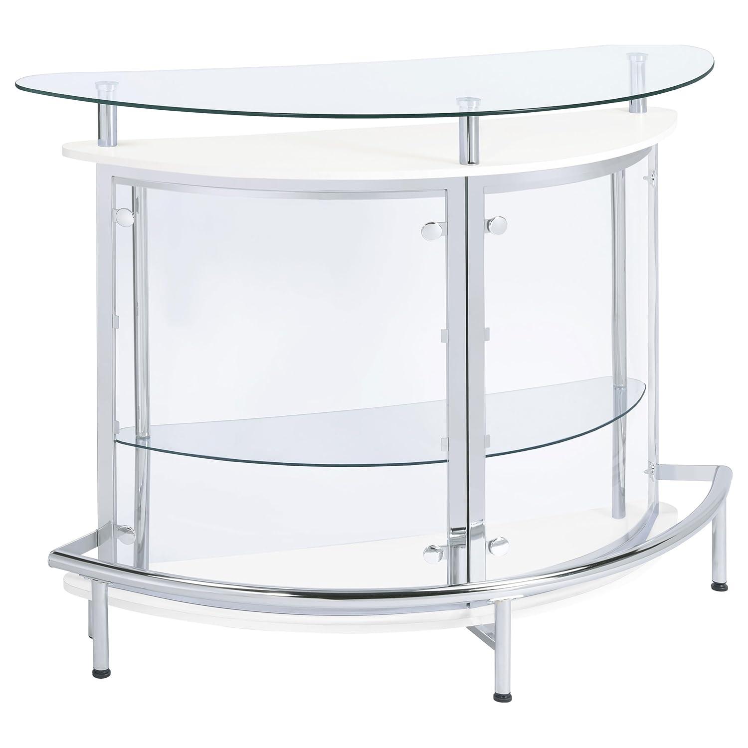 Coaster Amarillo Modern 2 Tier Home Bar Cabinet White/Chrome